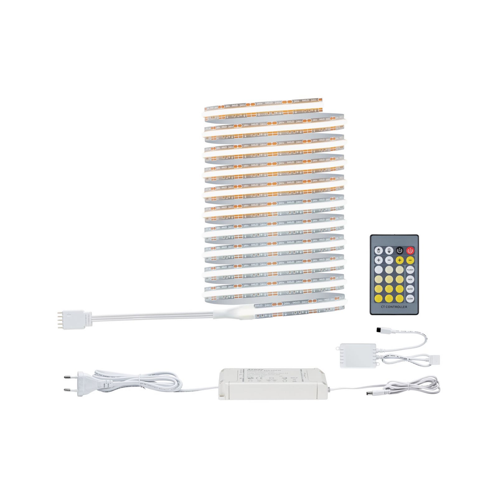 Strømforsyning inkludert med LED-stripe MaxLED 500 CCT dimbar med fjernkontroll 3 m