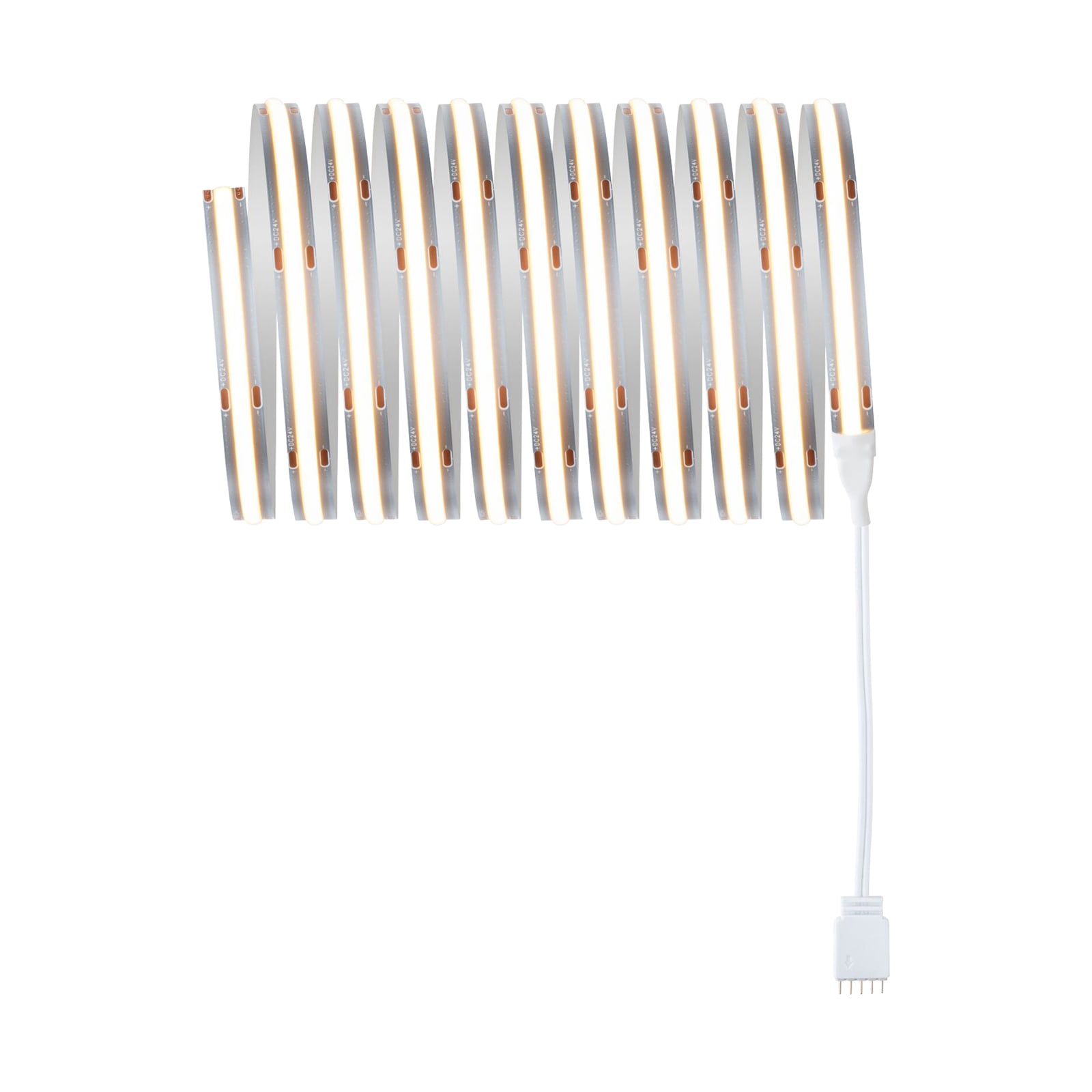 LED-stripe MaxLED 500 COB basissett 3m 18W varmhvit dimbar detalj av kobling