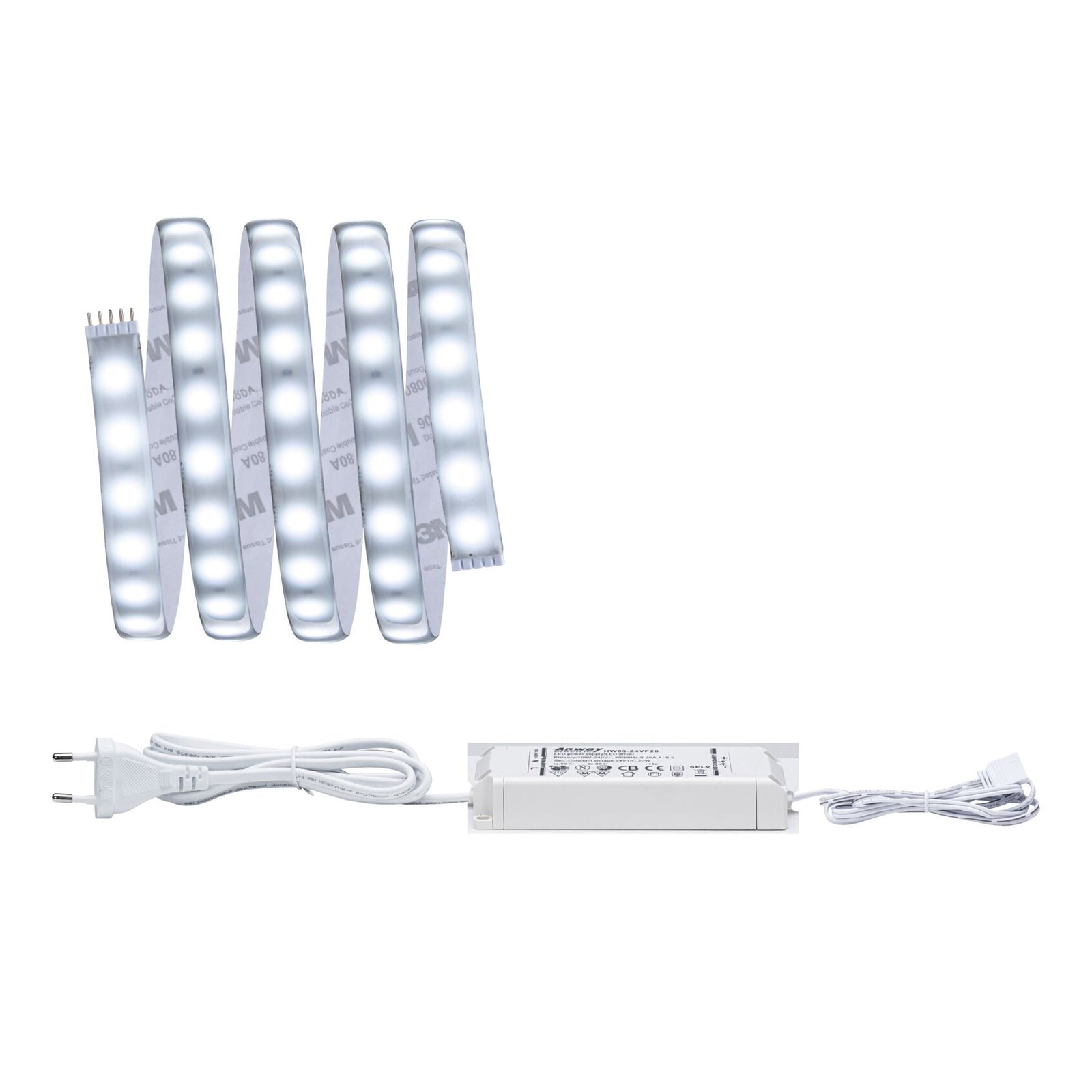 Detalj av LED-stripe MaxLED 500 basissett IP44 1,5 m 6500K dimbar Paulmann med tilkoblingsplugg