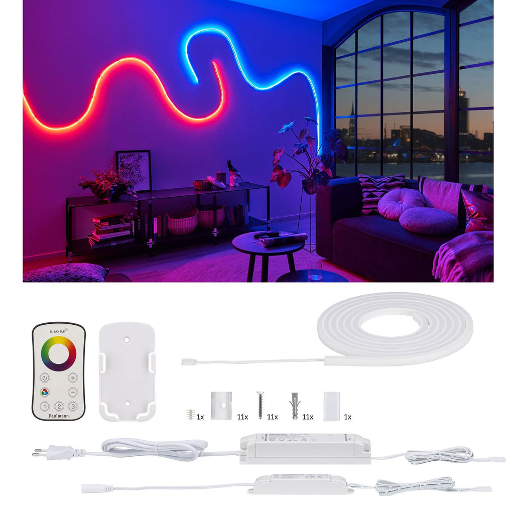 LED-stripe MaxLED Flow basissett RGB 3m 27W dimbar IP67 monteringsklips