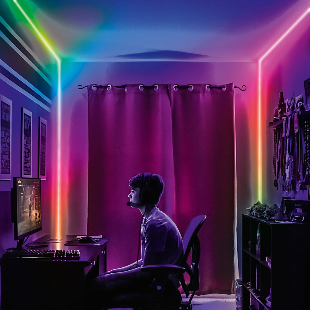 Bakside av LED-stripe Neon Flex RGB dimbar USB 2,1m med fjernkontroll