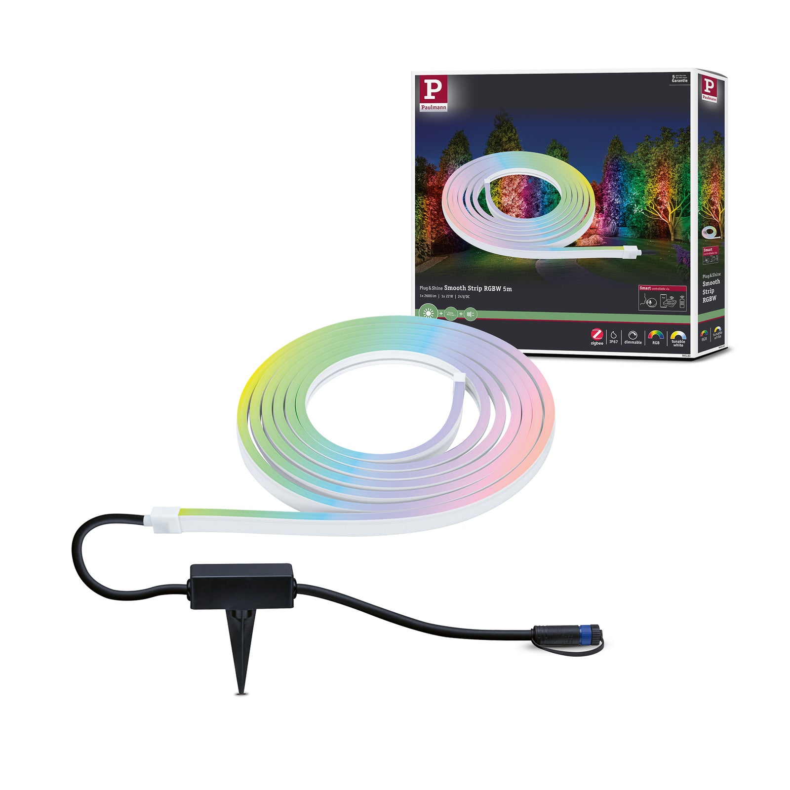 LED-stripe Neon utendørs RGBW 500 cm Zigbee Paulmann lysfargejustering via app
