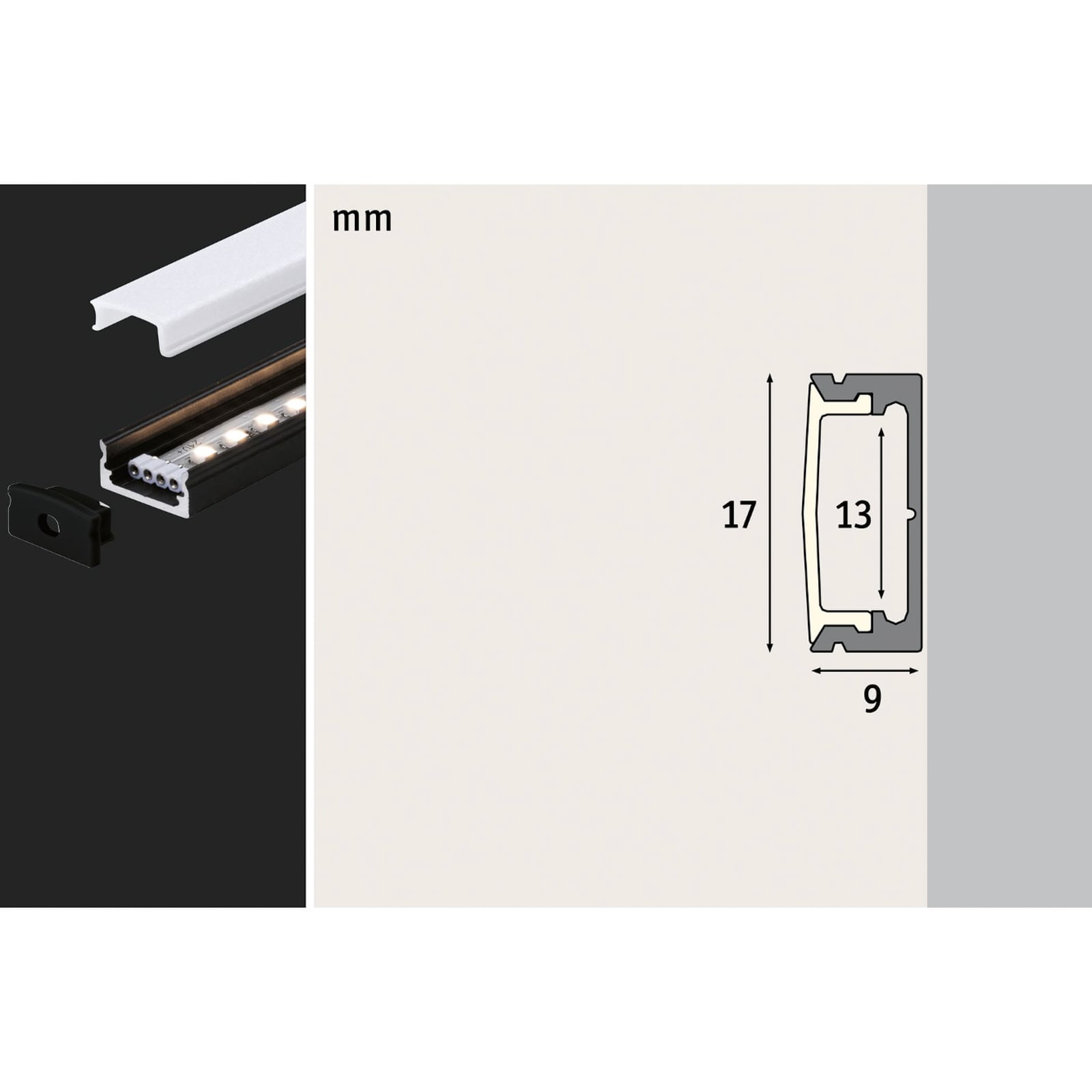LED-stripe påbyggingsprofil Base svart 100 cm - Paulmann profil