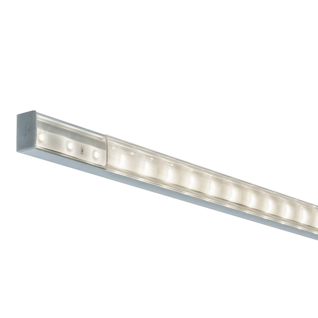 Nærbilde av satiniert diffusor på LED-stripe påbyggingsprofil Square alu satinert 200 cm