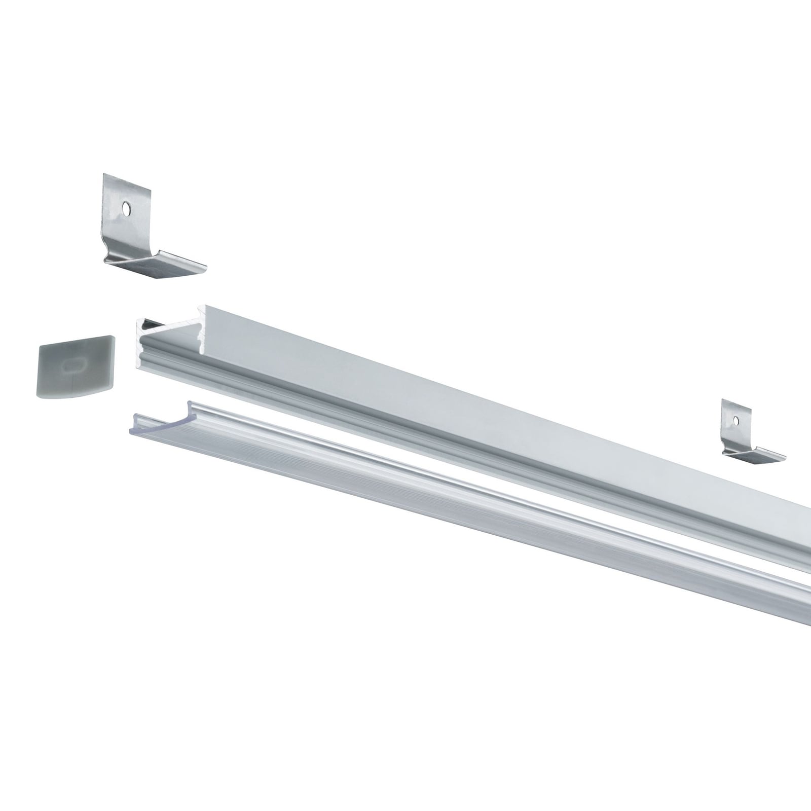 LED-stripe påbyggingsprofil Square alu satinert 200 cm sammen med MaxLED 1000
