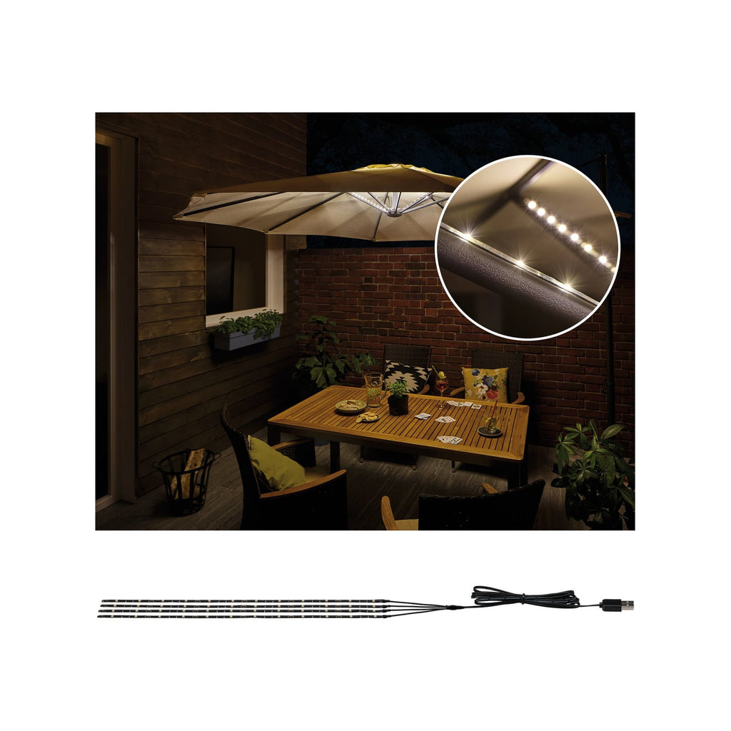 LED-stripe Parasol-Light 4x40 cm USB varmhvit forfra