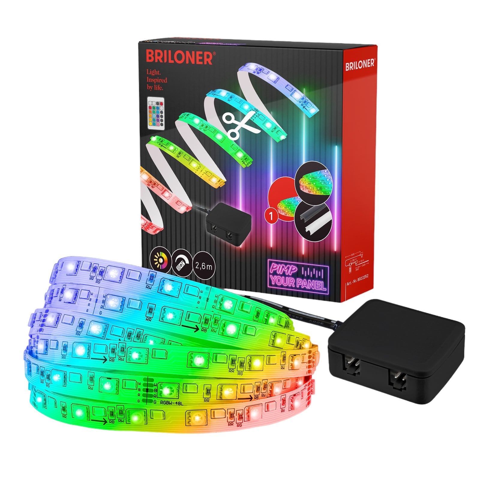 LED-stripe Pimp your panel startsett RGBW 2,6m dimbar - Briloner forfra