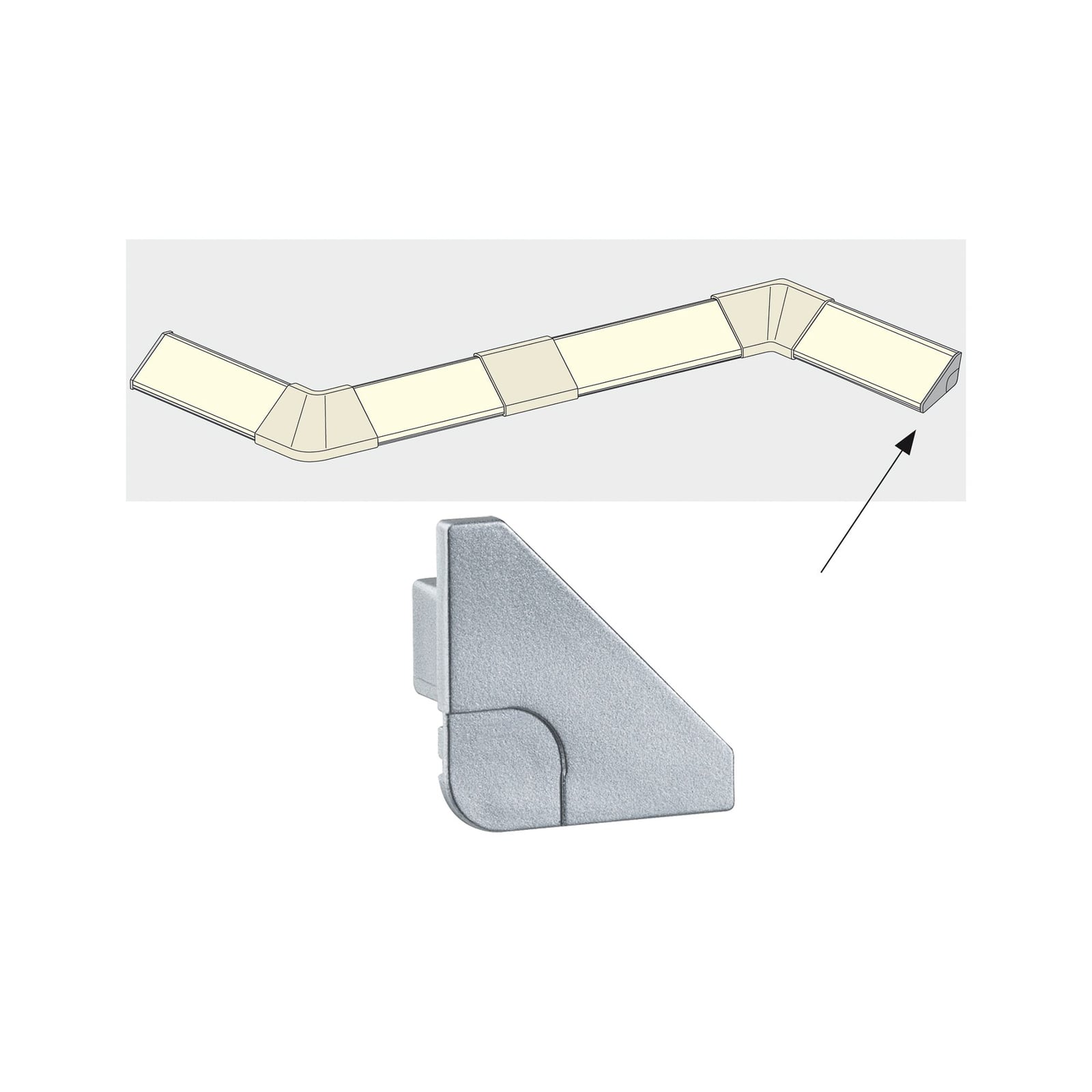 LED-stripe profilendestykke alu matt YourLED Paulmann forfra