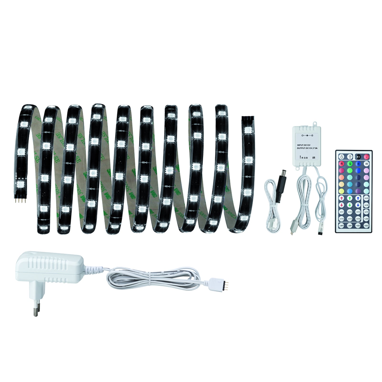 LED-stripe RGB 3m komplettsett dimbar med fjernkontroll - Paulmann bakside