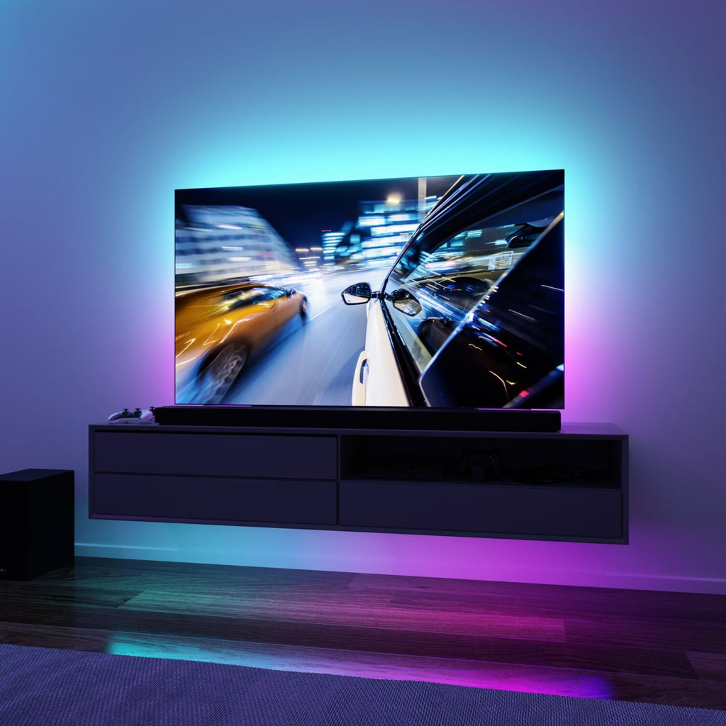 Bakside av LED-stripe RGB TV-sett 55 tommer USB dimbar Paulmann