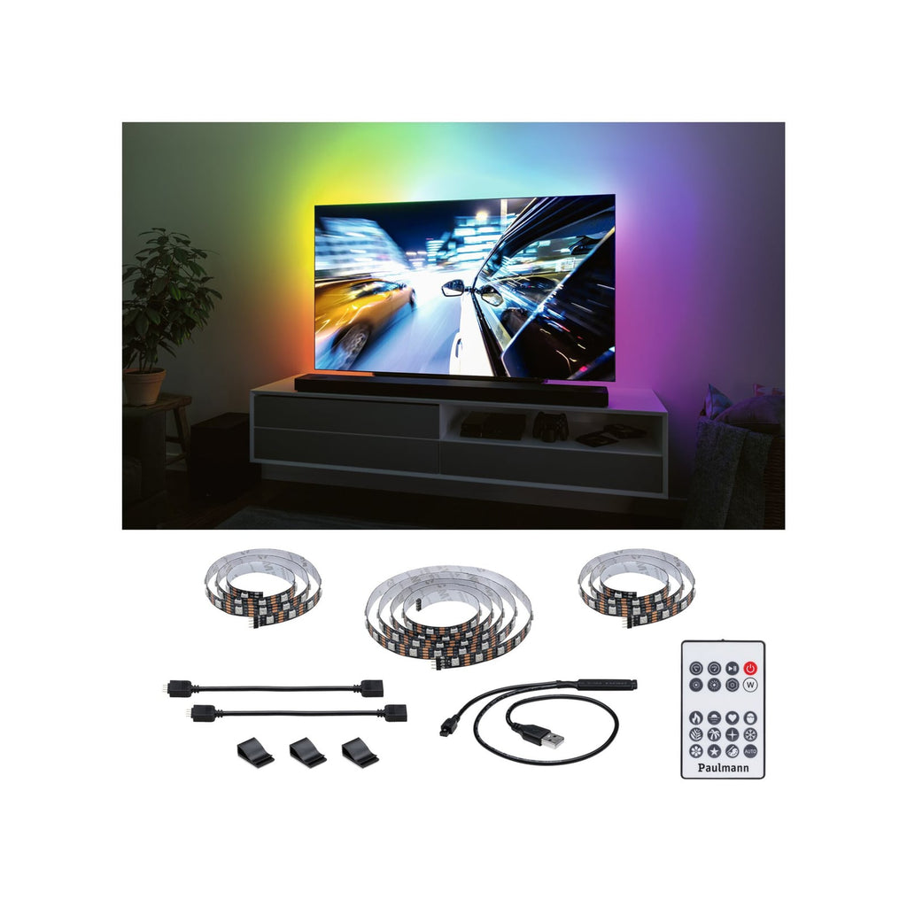 LED-stripe RGB TV-sett 65 tommer USB dimbar 4W - Paulmann forfra