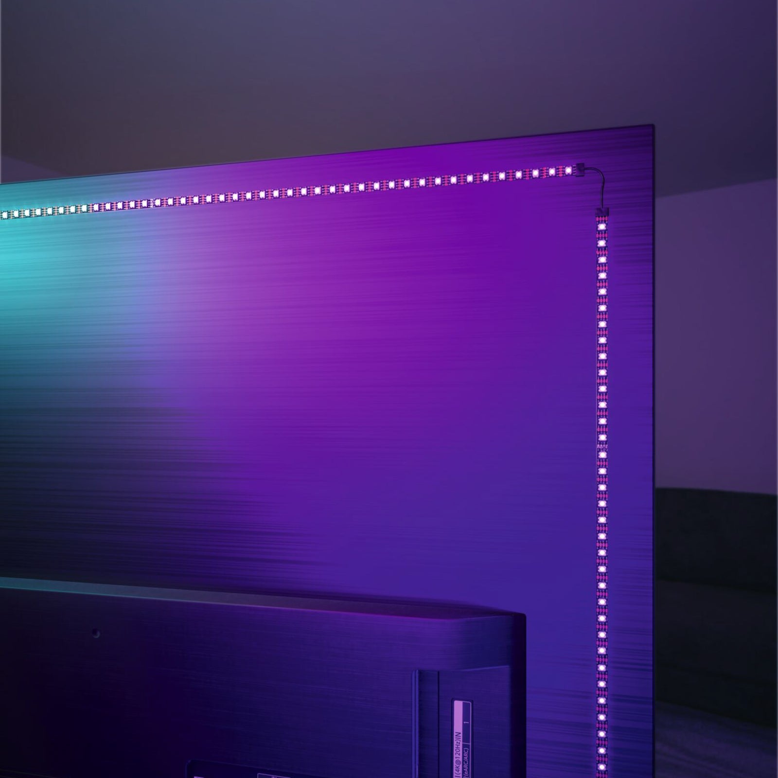 LED-stripe RGB TV-sett 75" Paulmann detalj av LED-lys