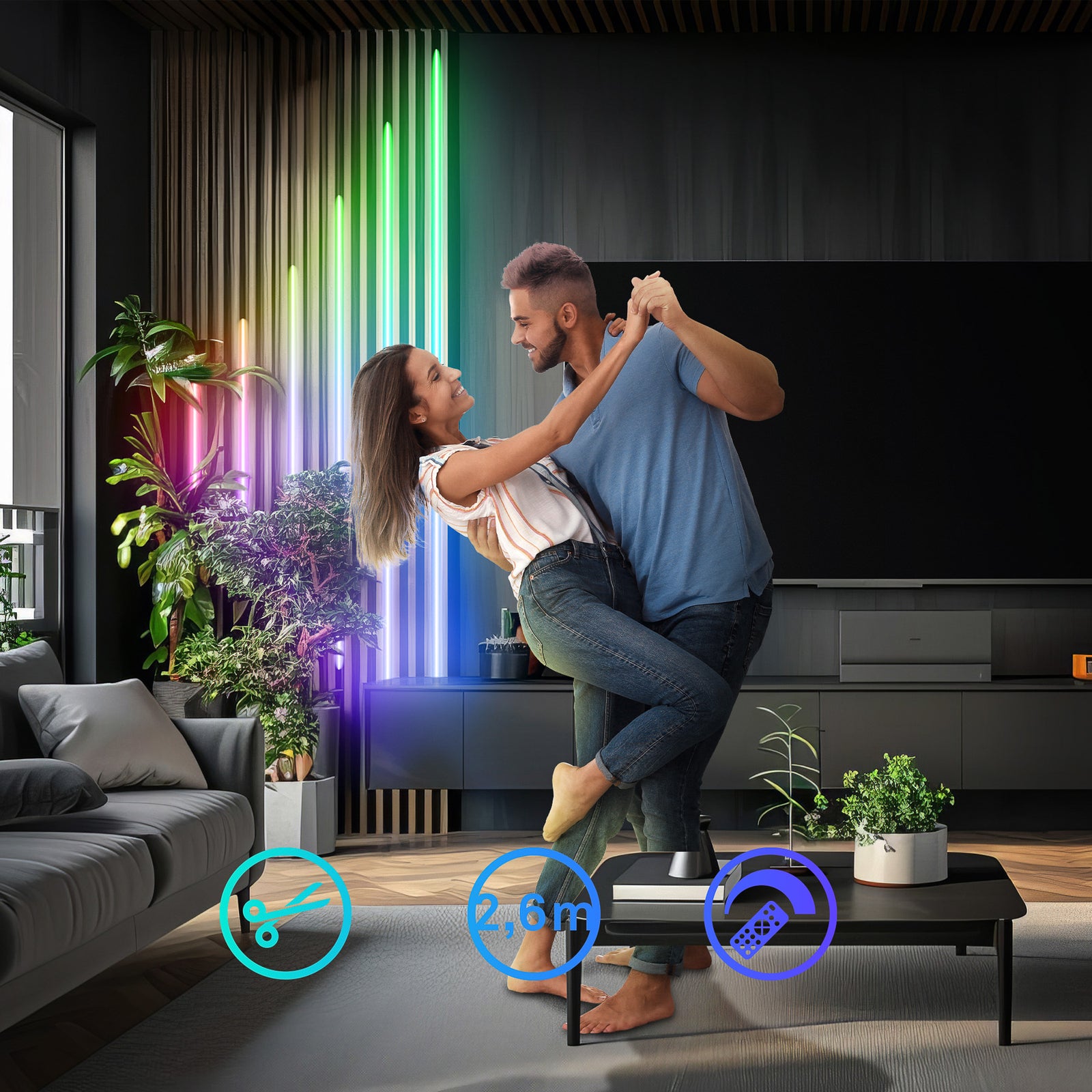 LED-stripe RGBW utvidelsessett 262 cm dimbar - Briloner montert