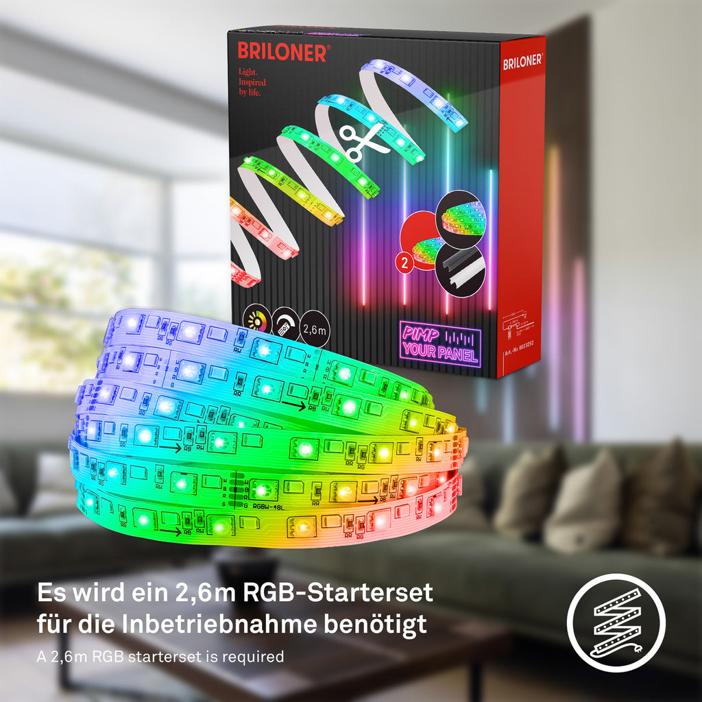 LED-stripe RGBW utvidelsessett 262 cm dimbar - Briloner pakke