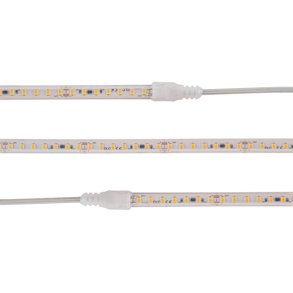 LED-stripe sauna 105°C 24V IP67 5m 3000K dimbar 48W forfra