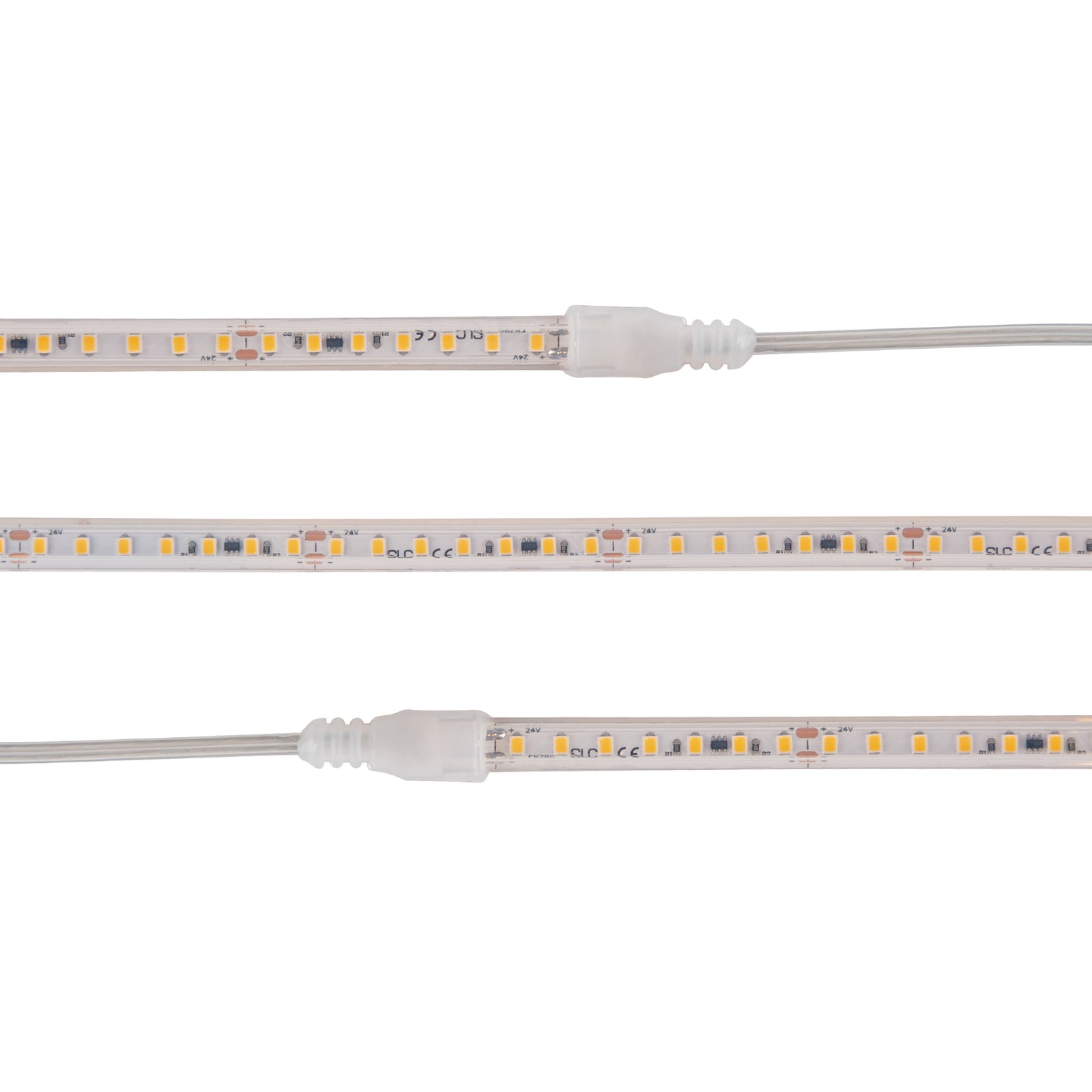 LED-stripe sauna 105°C 24V IP67 5m 3000K dimbar 48W forfra