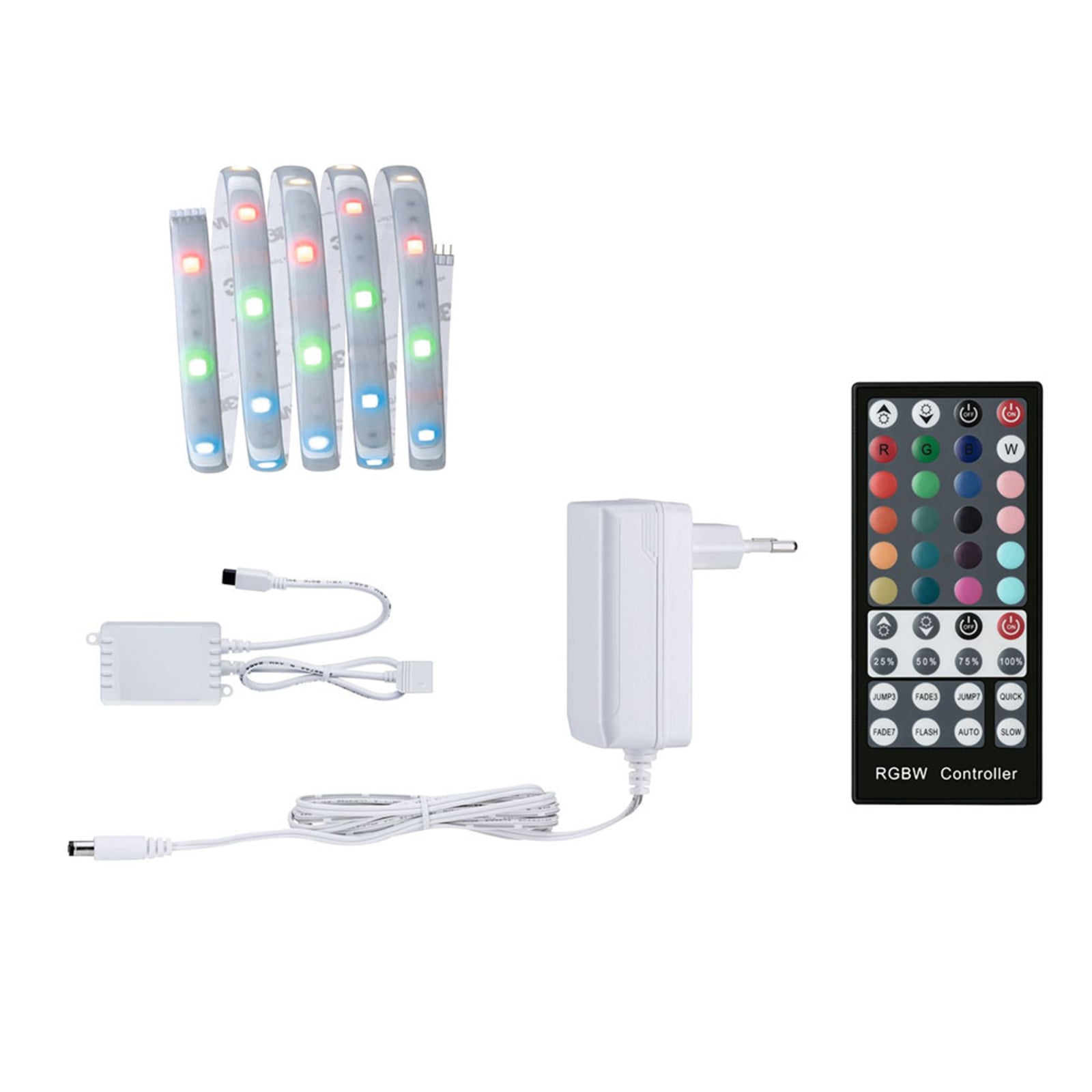 LED-stripe sett MaxLED 250 IP44 RGBW dimbar 1,5m nærbilde av fjernkontroll