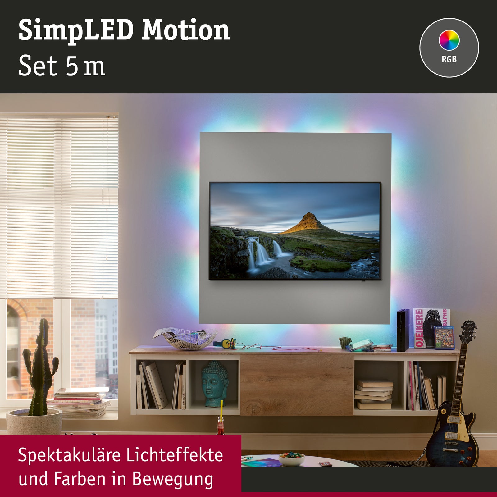 LED-stripe sett RGB 5m med fjernkontroll 10W dimbar Paulmann pakkens innhold