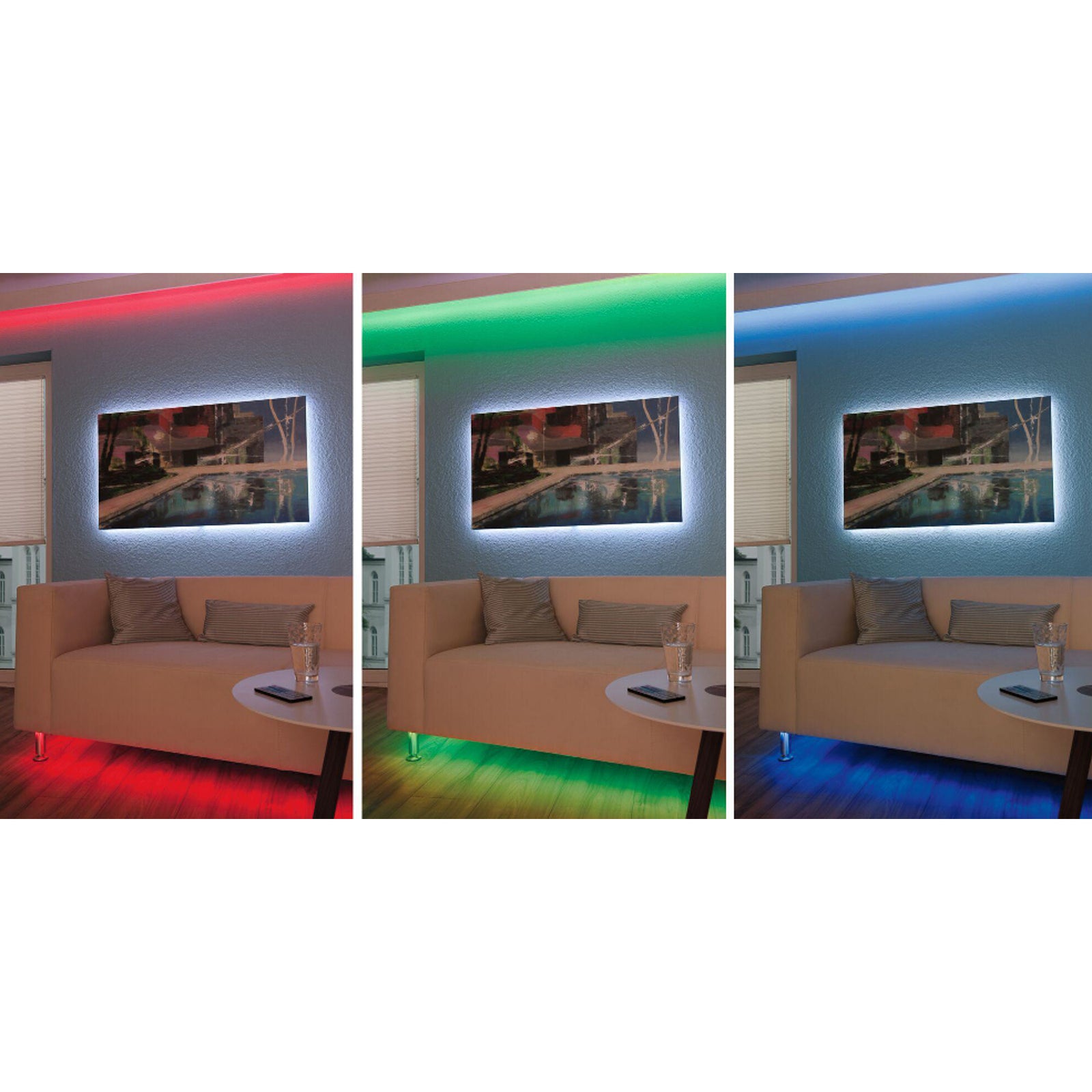 LED-stripe sett TIP RGB 10 m dimbar med fjernkontroll - Paulmann montert