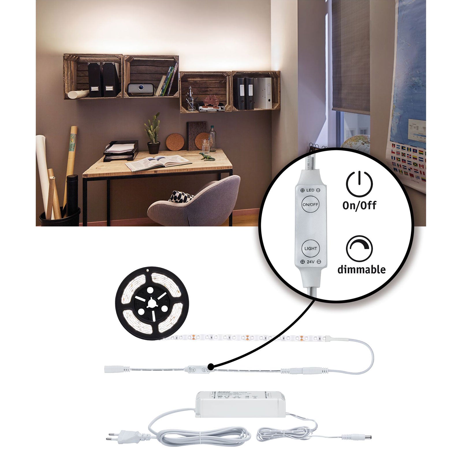 LED-stripe SimpLED dimbar 3m 4000K nøytralhvit 33W bruk
