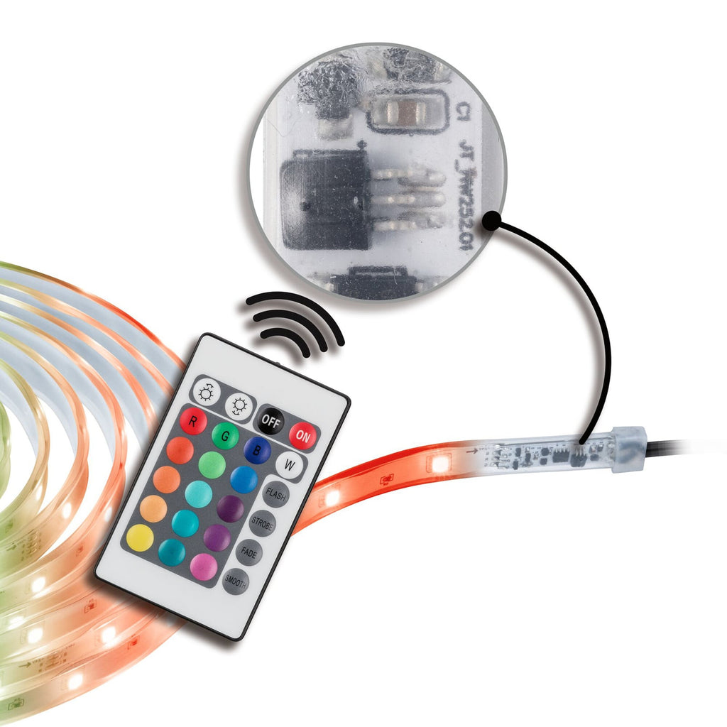 LED-stripe SimpLED Outdoor RGB med fjernkontroll IP44 300 cm forfra