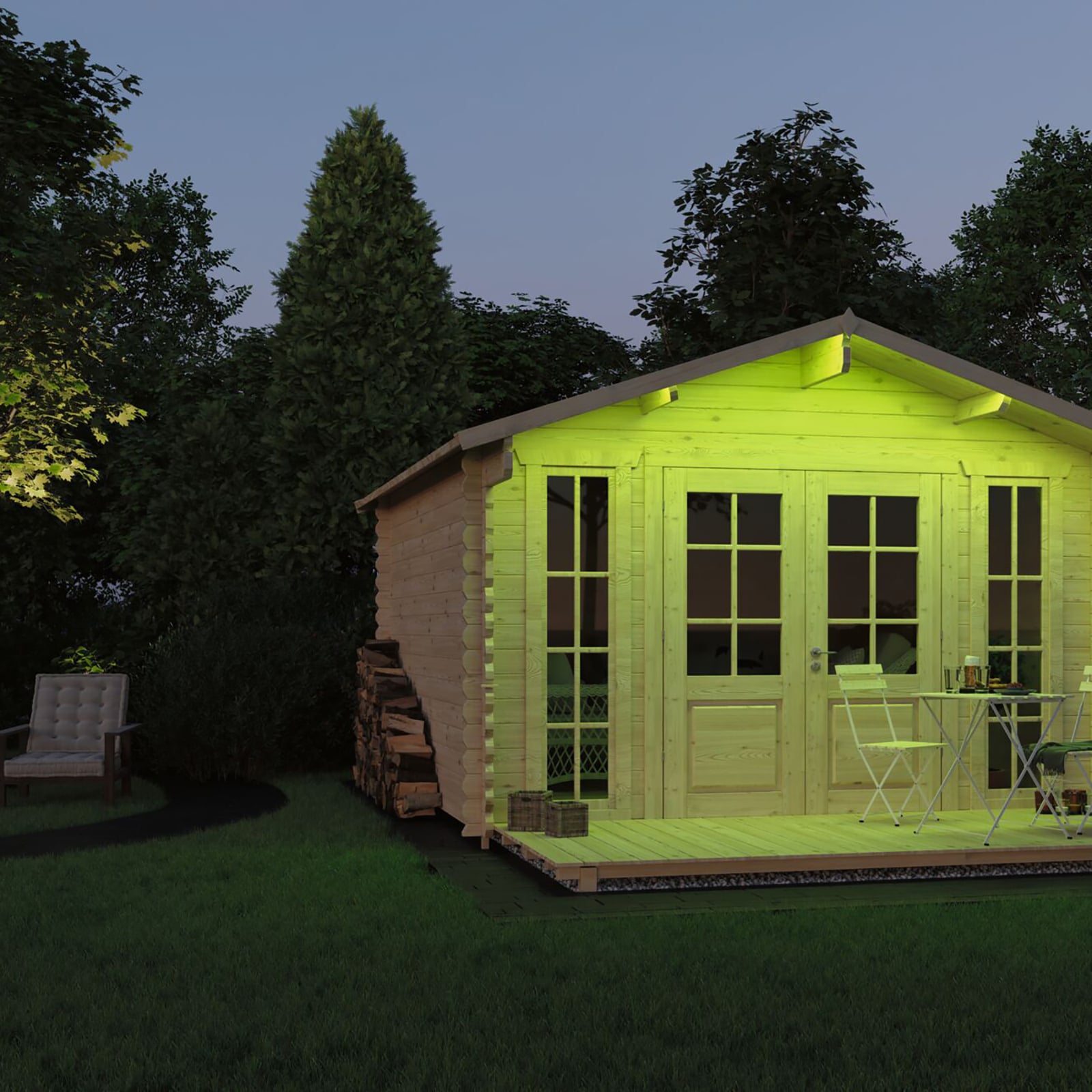 LED-stripe SimpLED Outdoor RGB montert i hjørne med buet underlag
