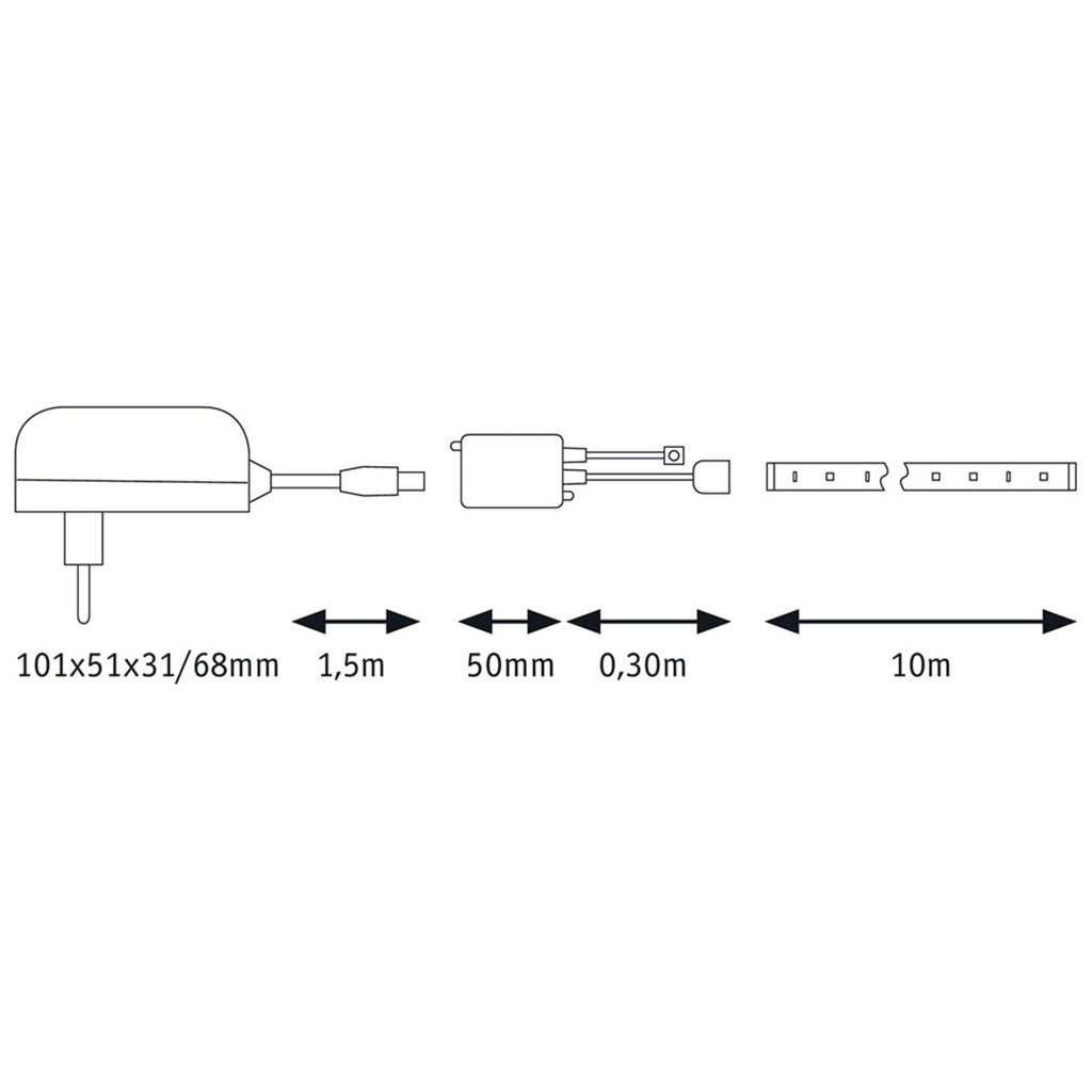 Strømforsyning til LED-stripe SimpLED sett RGB 10 m 28W med fjernkontroll IP44