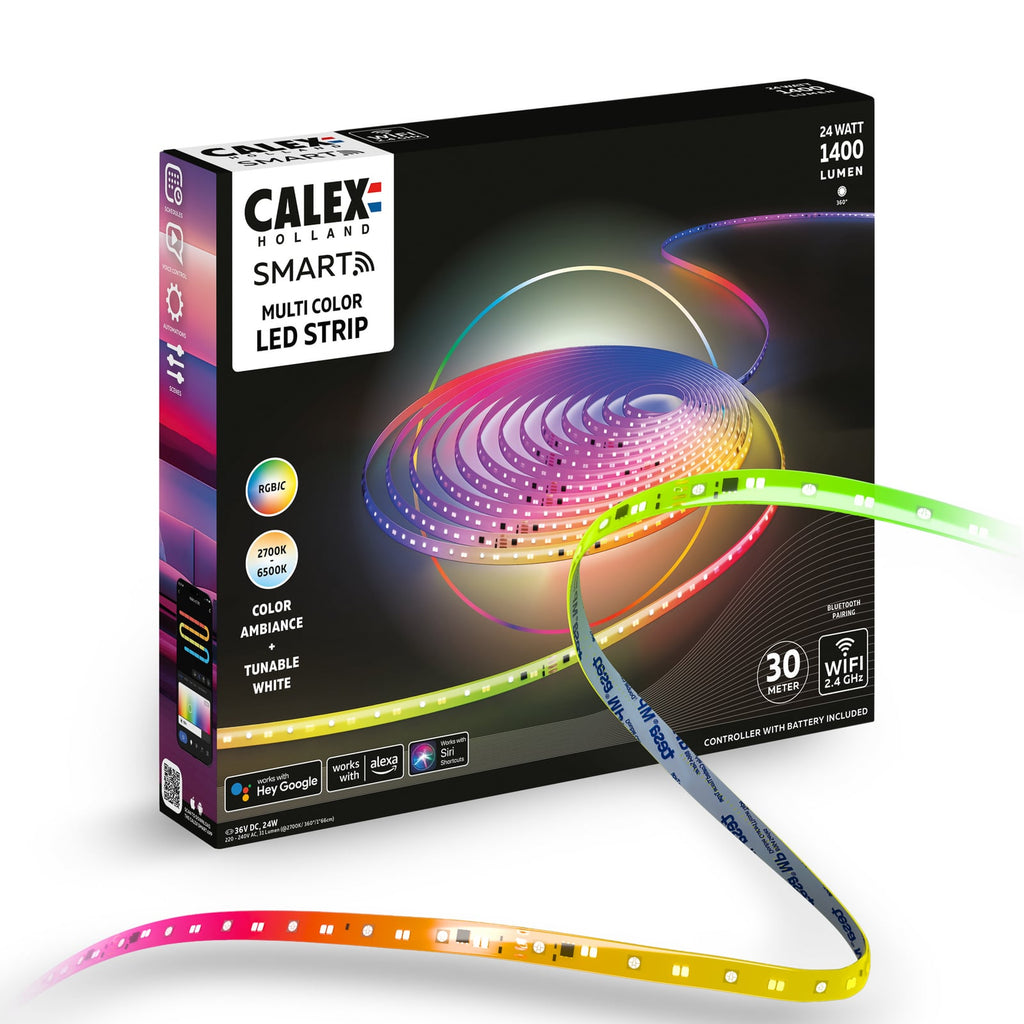 LED-stripe smart RGB CCT dimbar 30 m med fjernkontroll - Calex nærbilde