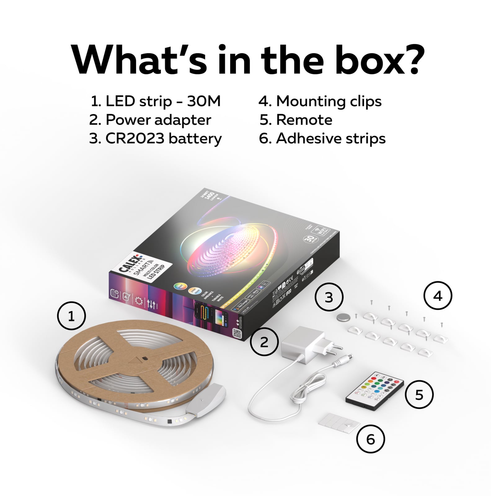 LED-stripe smart RGB CCT dimbar 30 m med fjernkontroll - Calex fjernkontroll