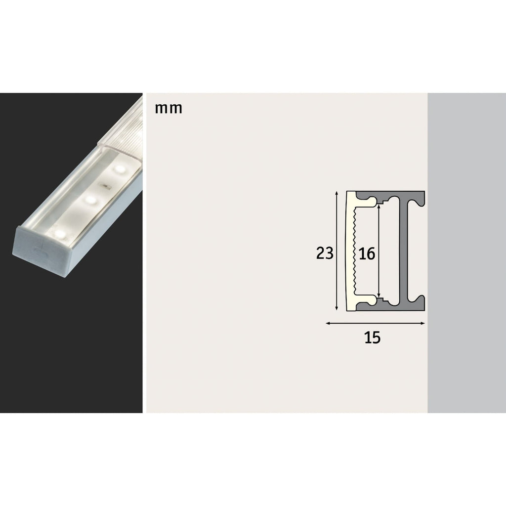 LED-stripe Square påbyggingsprofil aluminium 100 cm oversikt