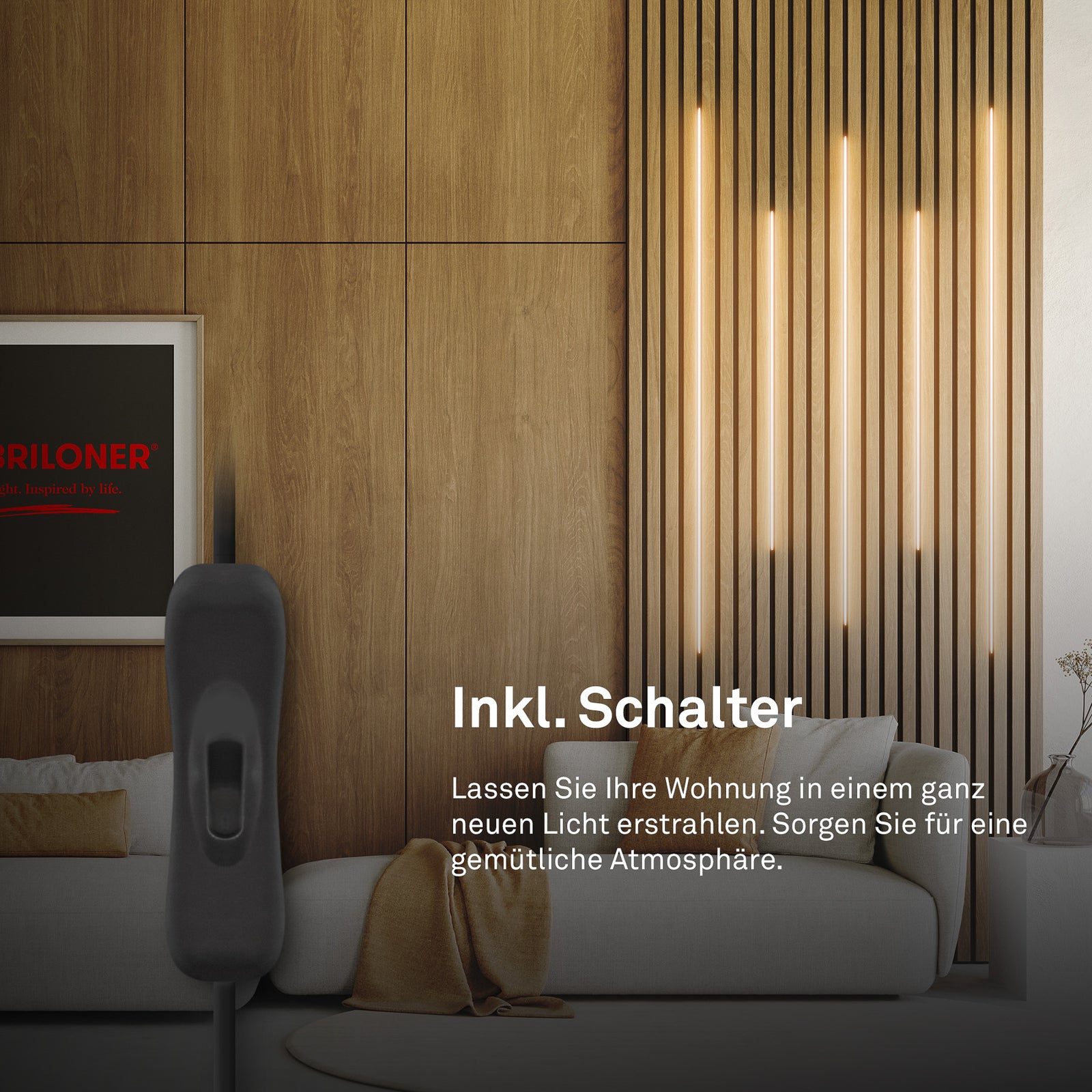 LED-stripe startsett 2,6m varmhvit 3000K 5W med bryter emballasje