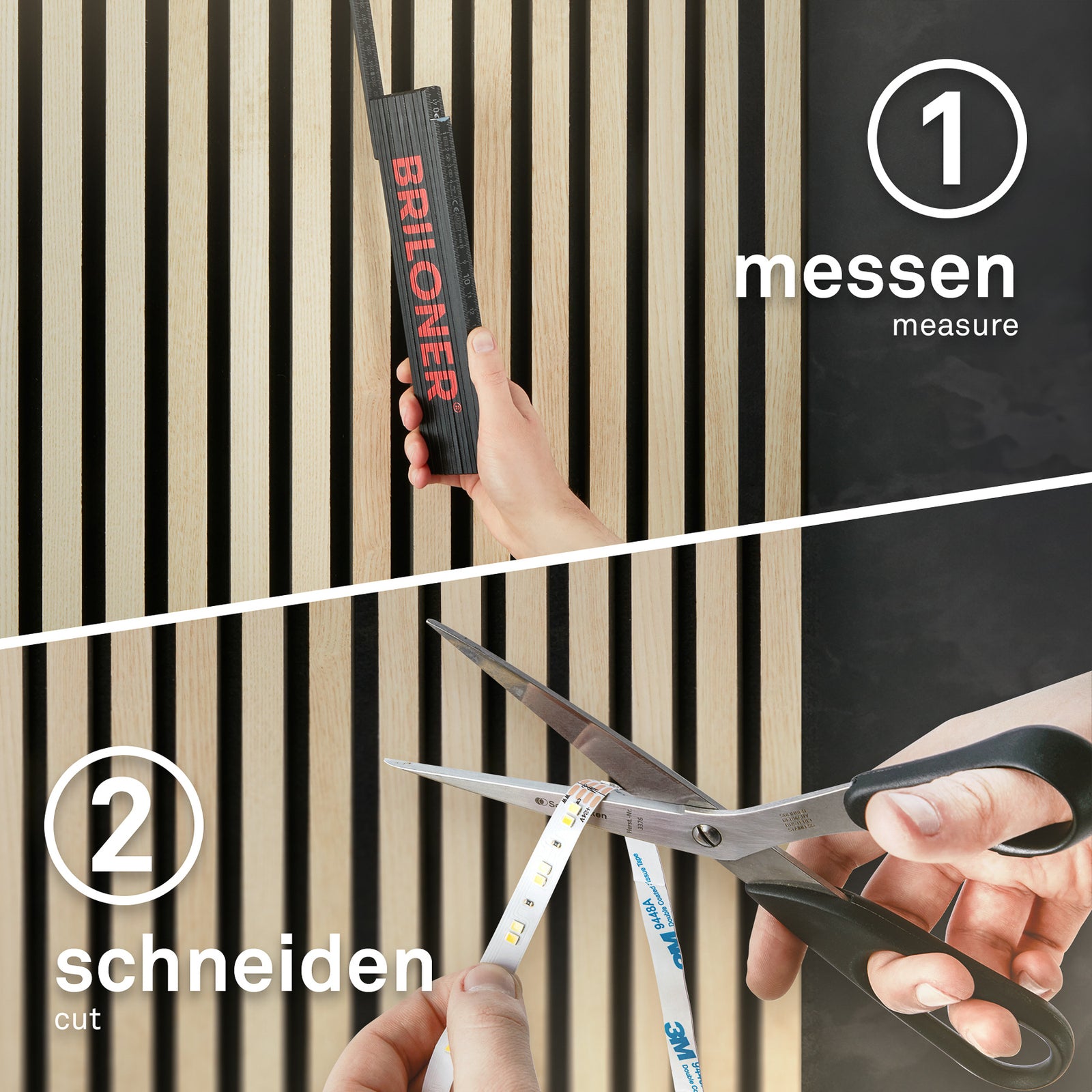 Nærbilde av LED-stripe startsett 2,6m varmhvit 3000K 5W med bryter
