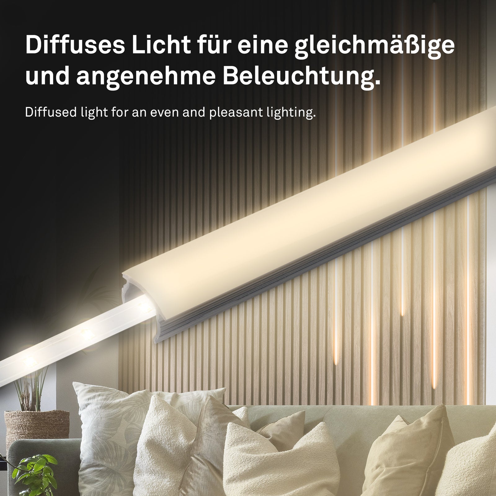 LED-stripe startsett 2,6m varmhvit 3000K 5W med bryter lysdetalj