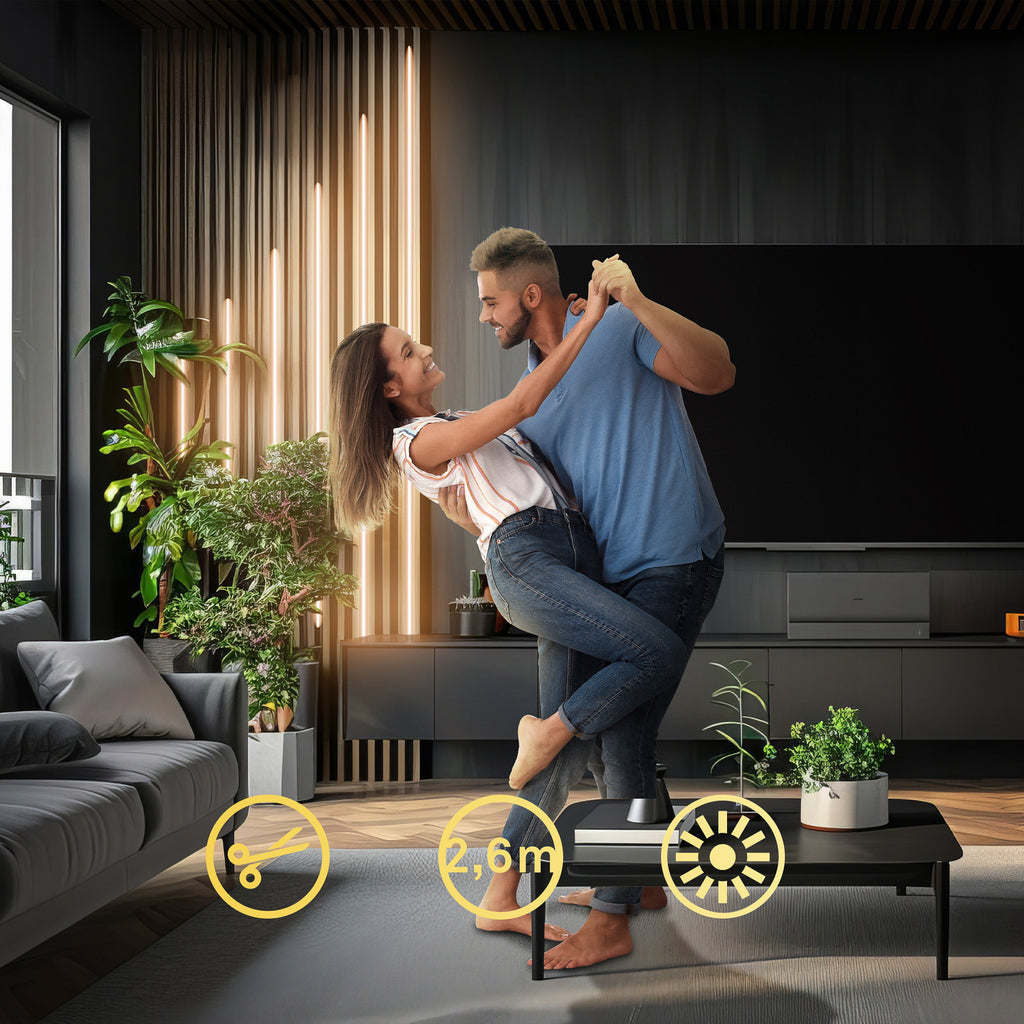 LED-stripe startsett 2,6m varmhvit 3000K 5W med bryter installasjon