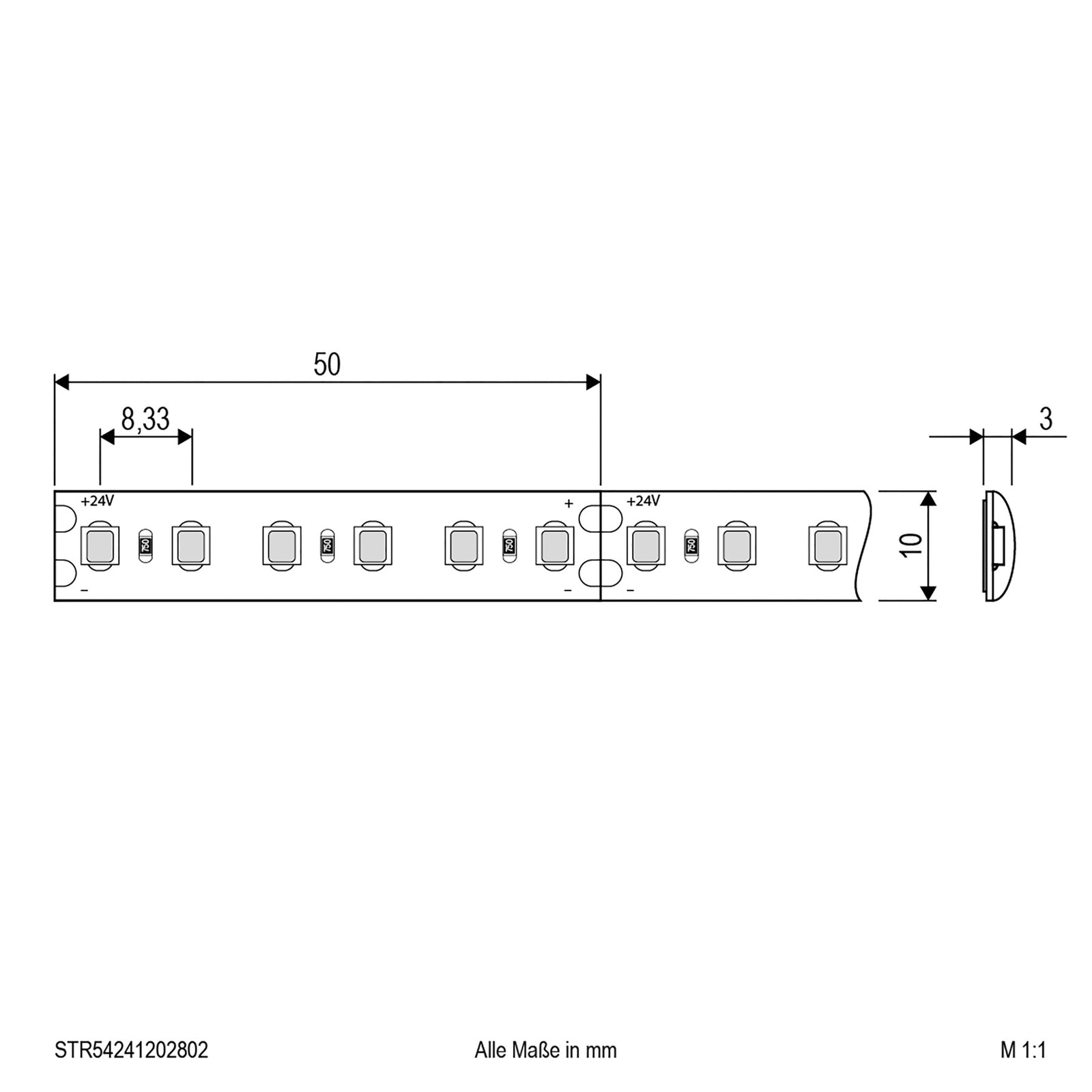 LED-stripe STR5424 IP54 5 m 72W 3000K dimbar nærbilde