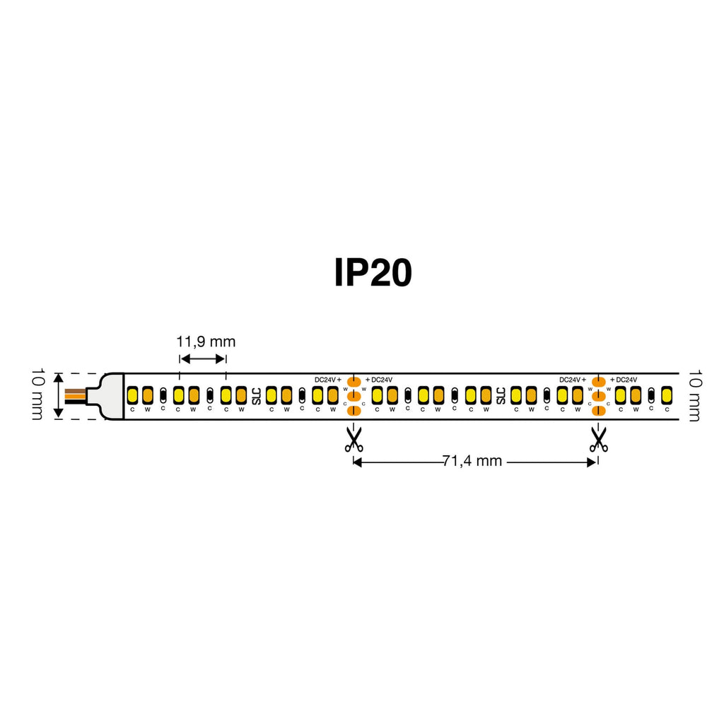 LED-stripe Tunable White 10m 125W 2700-6500K dimbar kabeltilkobling