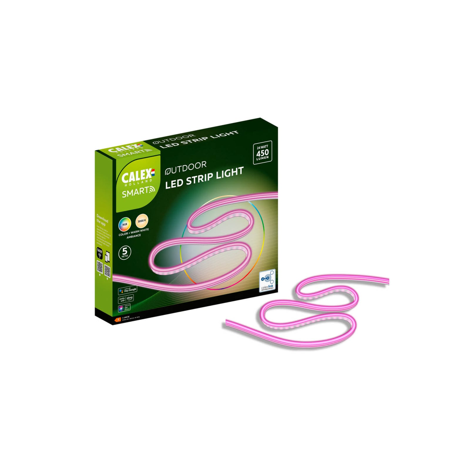LED-stripe utendørs RGBW 500 cm appstyrt IP44 - Calex montert