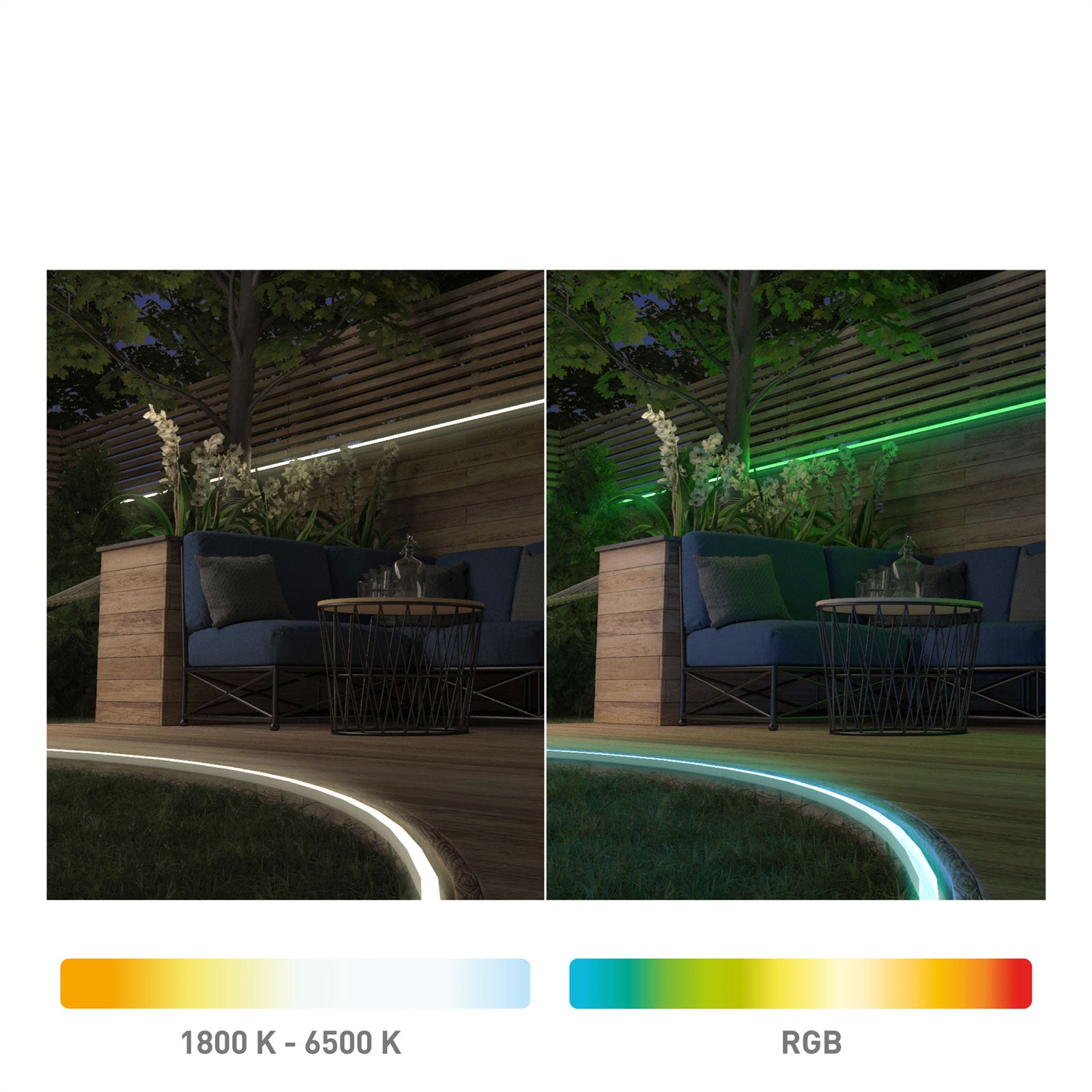 Nærbilde av silikonmateriale på LED-stripe utendørs RGBW 500 cm dimbar IP44 Zigbee - tint
