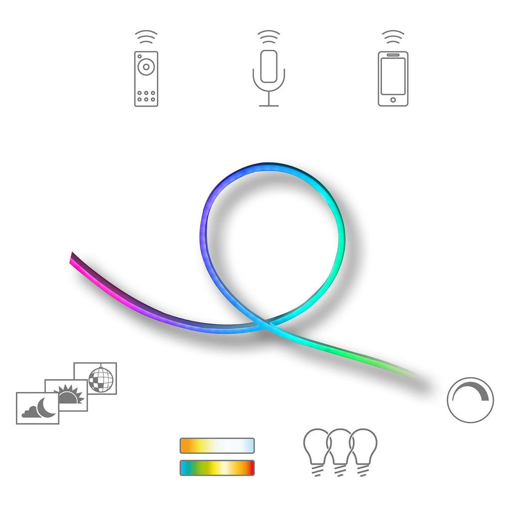 LED-stripe utendørs RGBW 500 cm dimbar IP44 Zigbee - tint lys i mørke