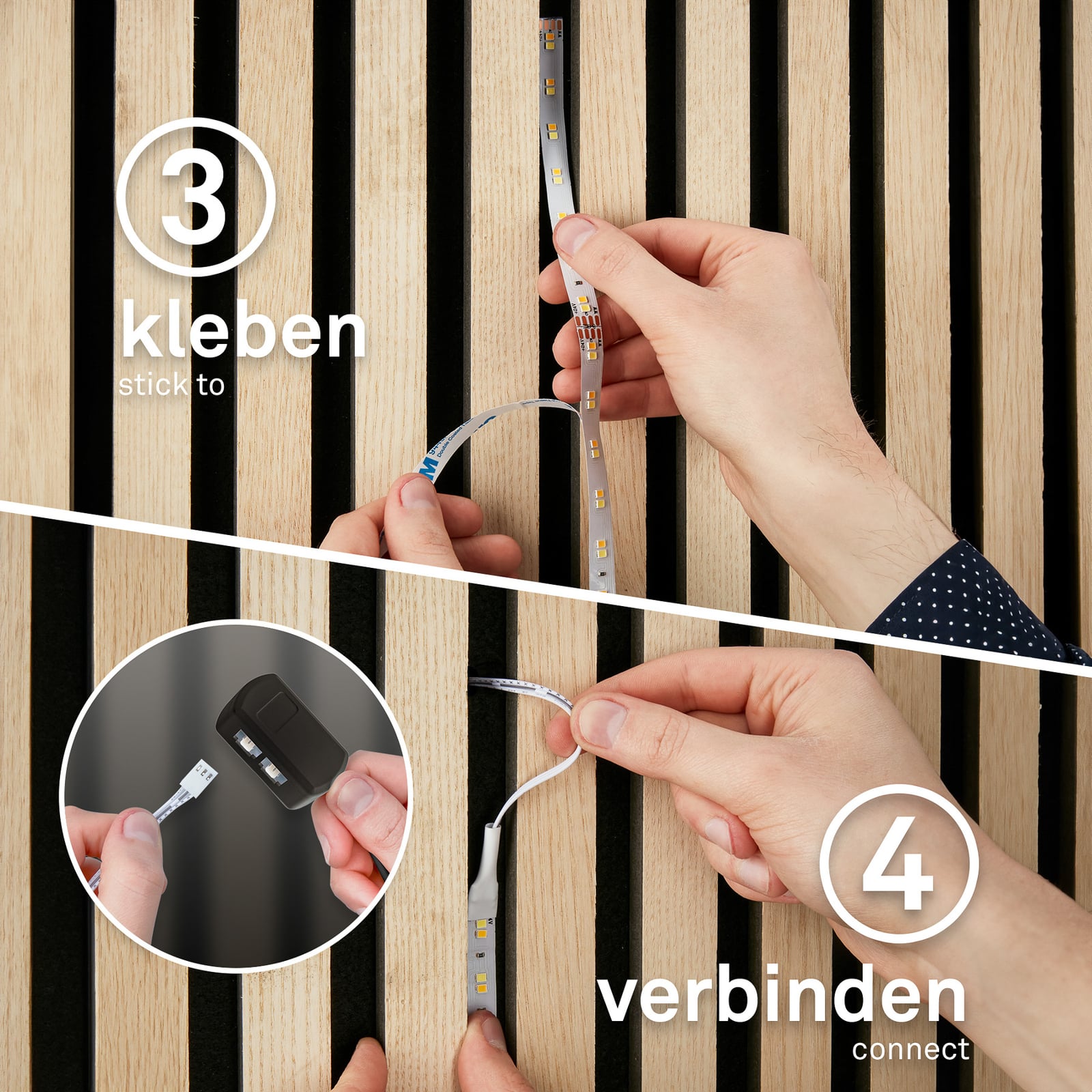 LED-stripe utvidelsessett 2,6 m 5W varmhvit - Briloner montert