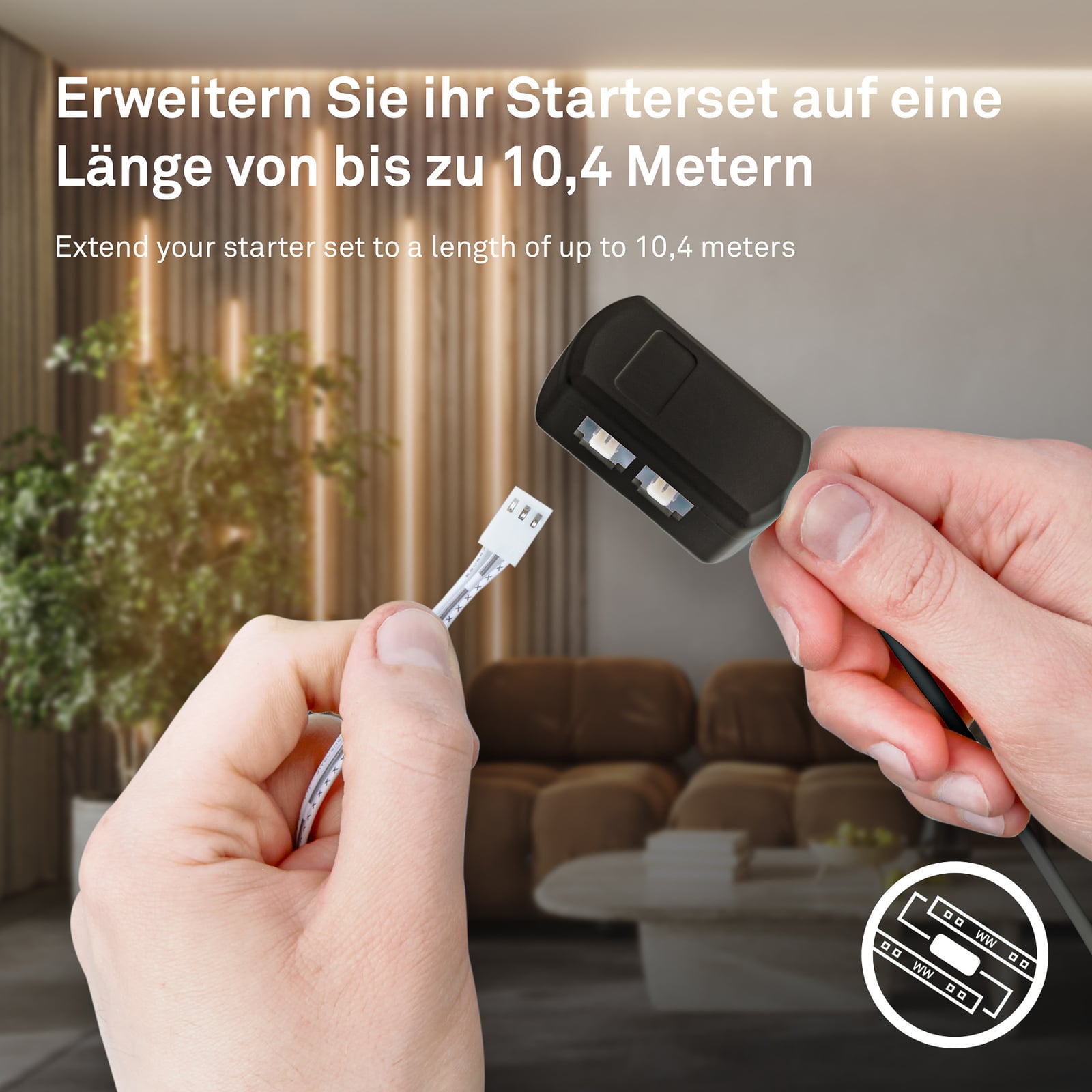 LED-stripe utvidelsessett 2,6 m 5W varmhvit - Briloner belysning