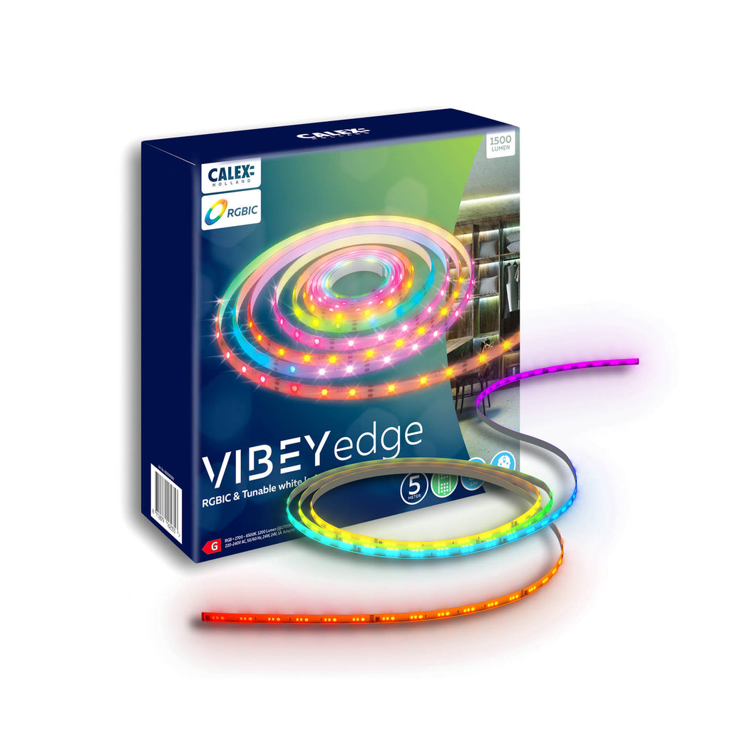 LED-stripe Vibey 5 m RGB CCT dimbar med fjernkontroll forfra