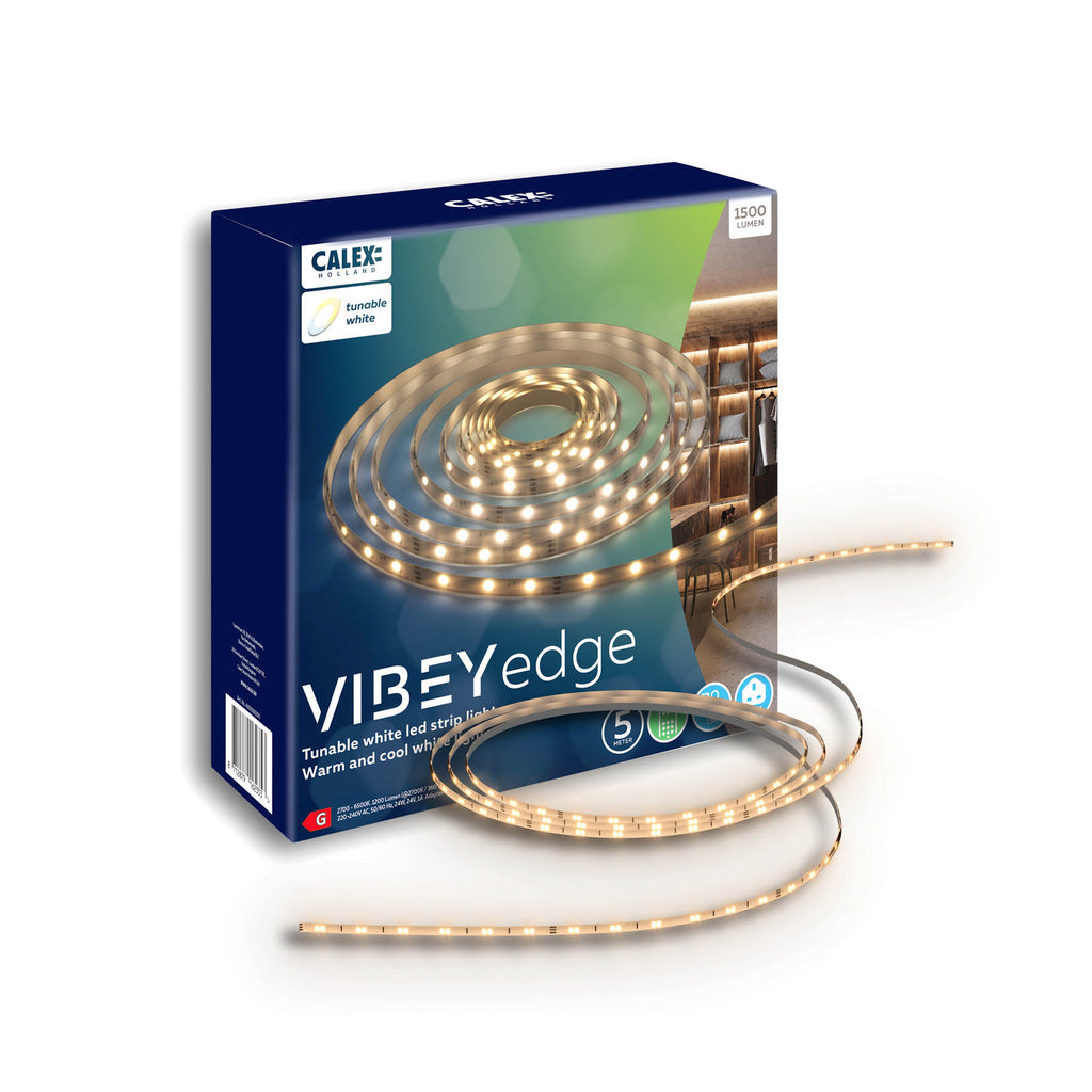 LED-stripe Vibey CCT dimbar med fjernkontroll 5 m - Calex foran