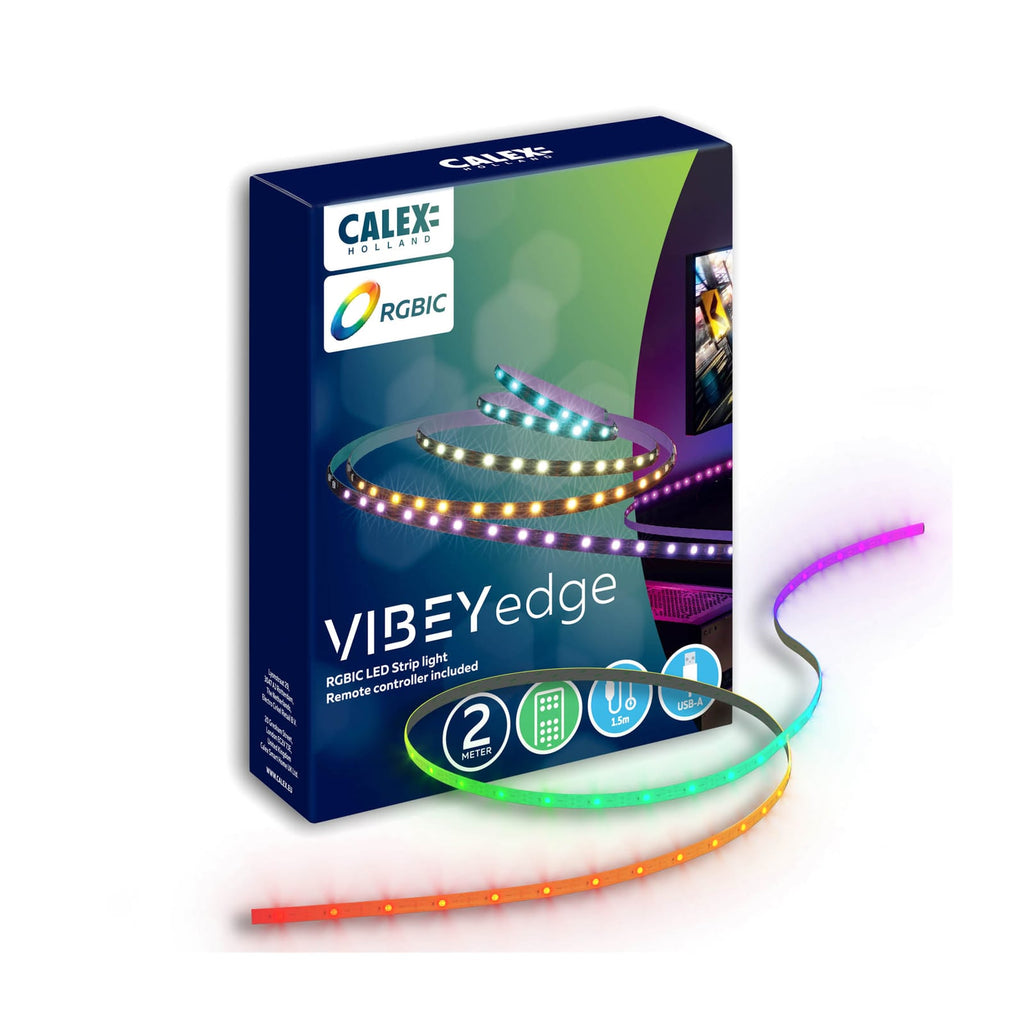 LED-stripe Vibey RGBIC CCT 2 m dimbar med fjernkontroll USB forfra