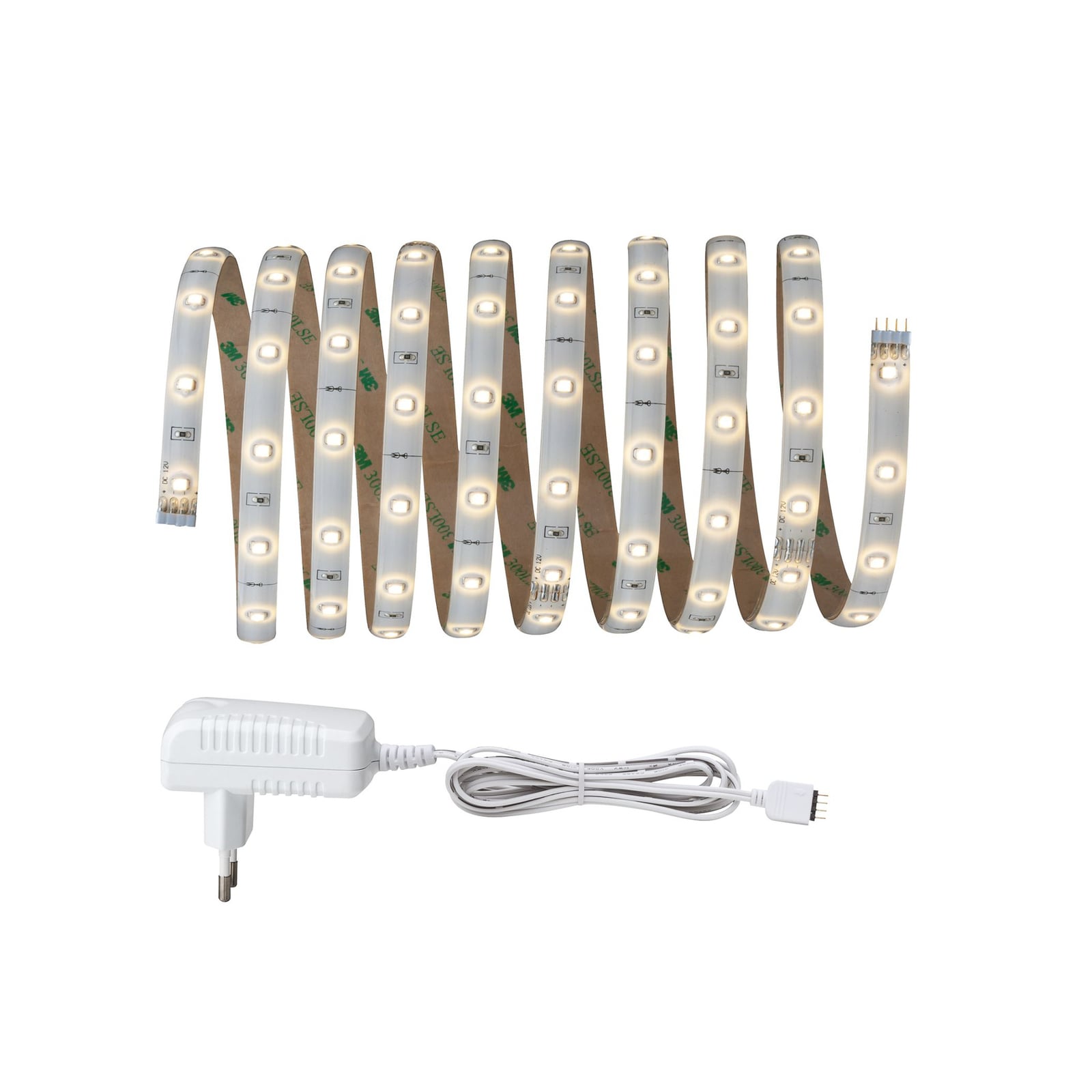 LED-stripe YourLED basissett 3m varmhvit 3000K hvit forfra