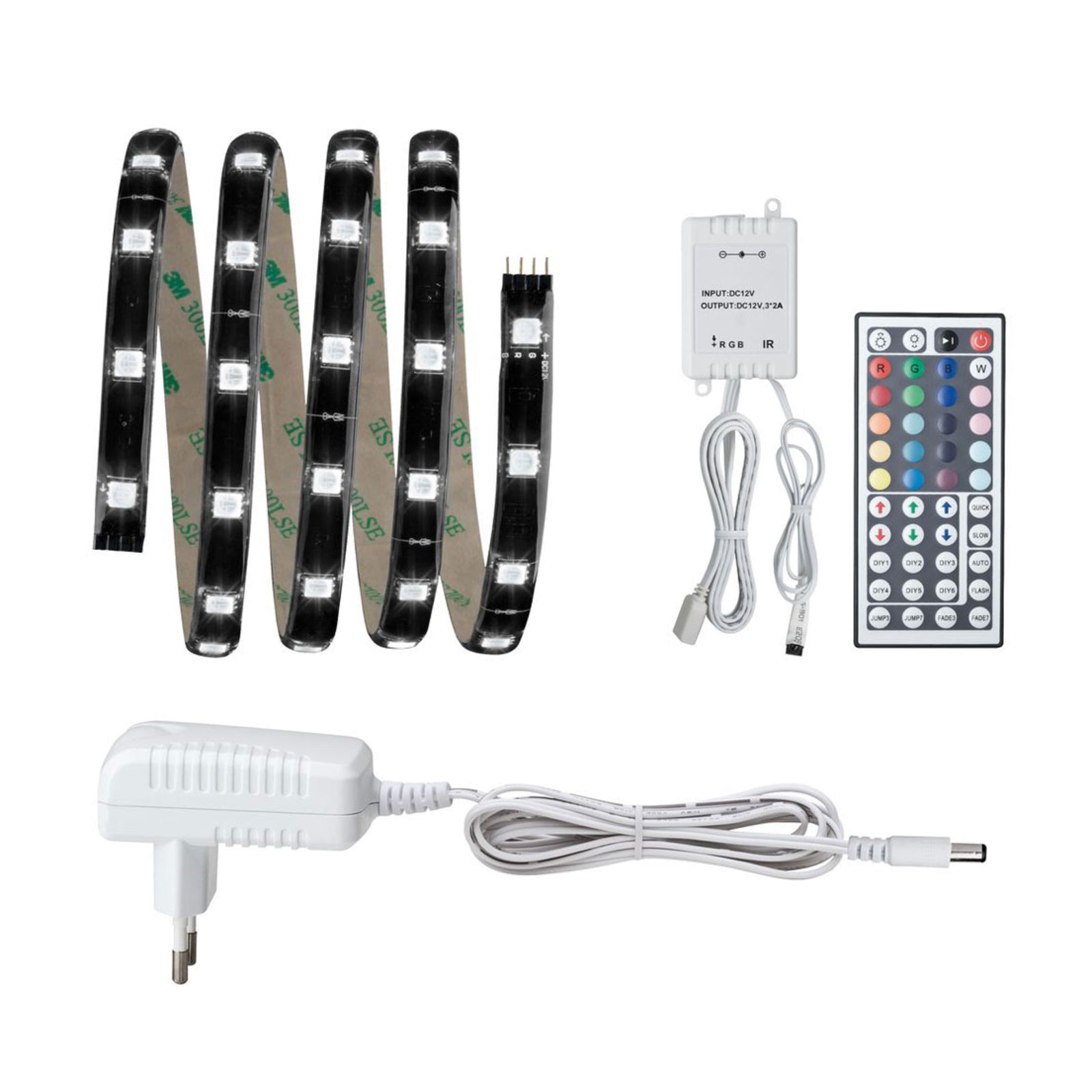 LED-stripe YourLED basissett RGB 1,5 m med fjernkontroll koblinger