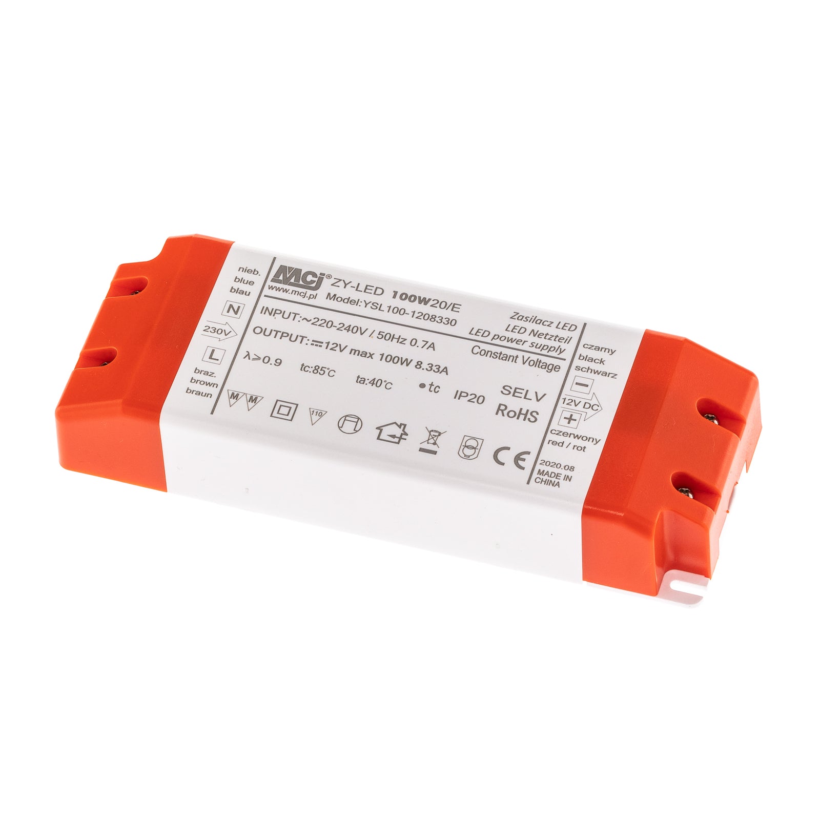 Detalj av LED-strømforsyning 12V/DC 20W hvit/oransje Euluna