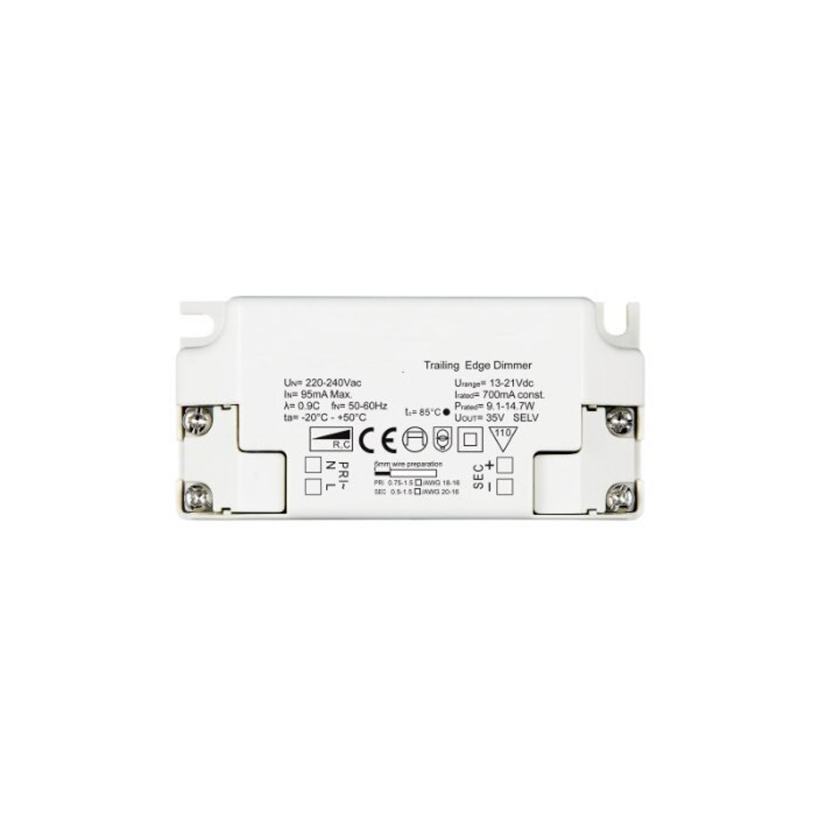 LED-strømforsyning 350 mA 16 W dimbar - DOTLUX forfra