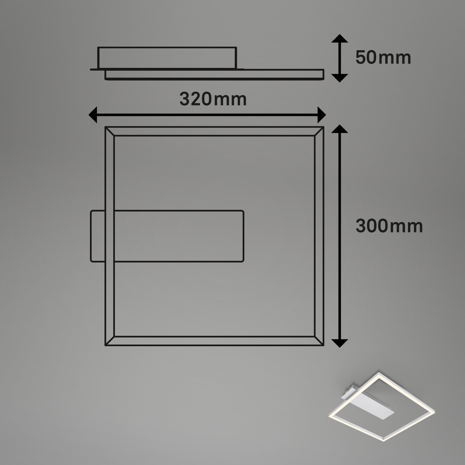 LED taklampe 3771 rammeform aluminium detalj