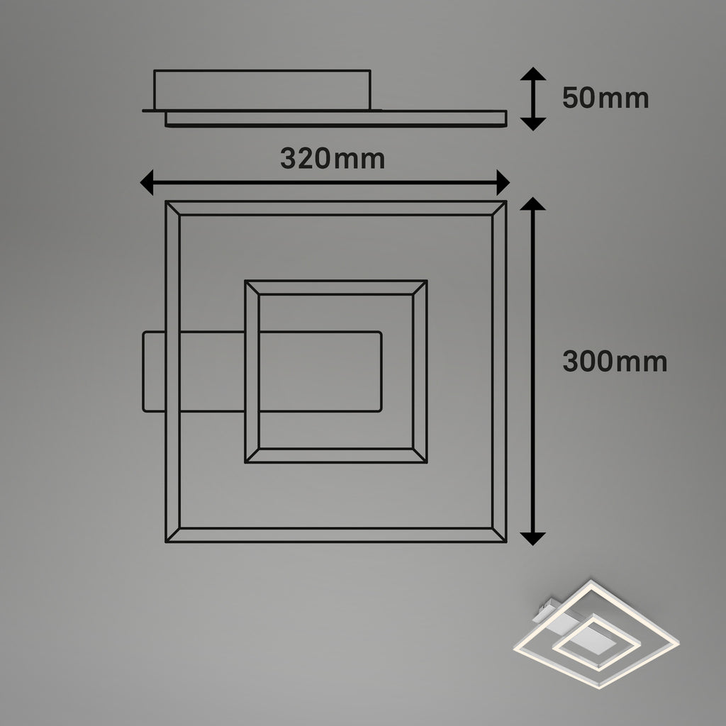 Detalj av LED taklampe 3772 med 2 rammer aluminium